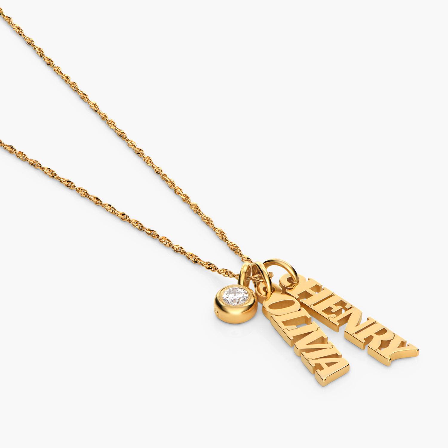 Singapore Chain Name Necklace with Diamond -  Vermeil-4 product photo