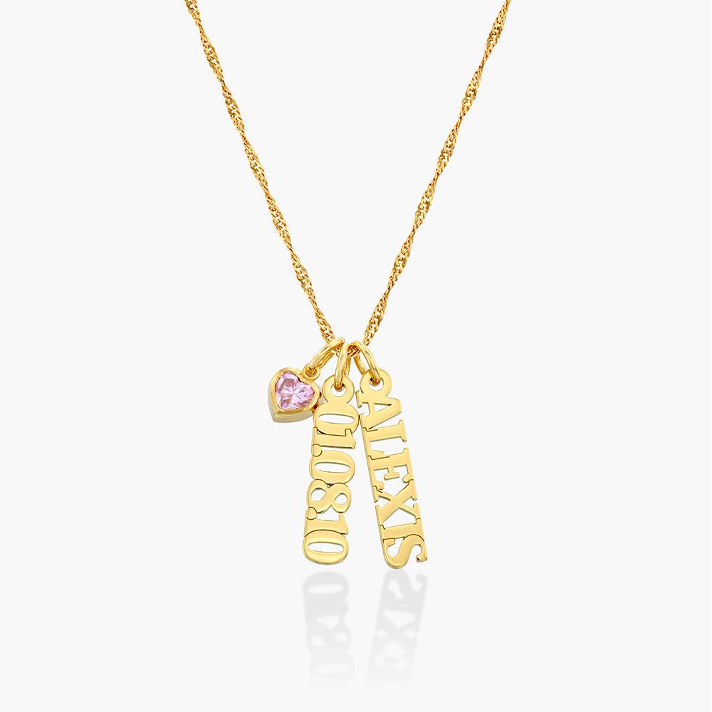Singapore Chain Name Necklace With Pink Heart Moissanite - Gold Vermeil product photo