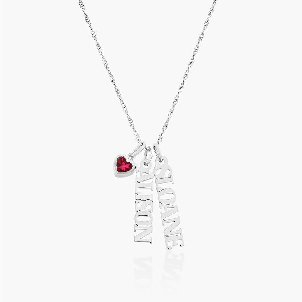 Singapore Chain Name Necklace With Heart Shaped Gemstone - Silver-6 product photo