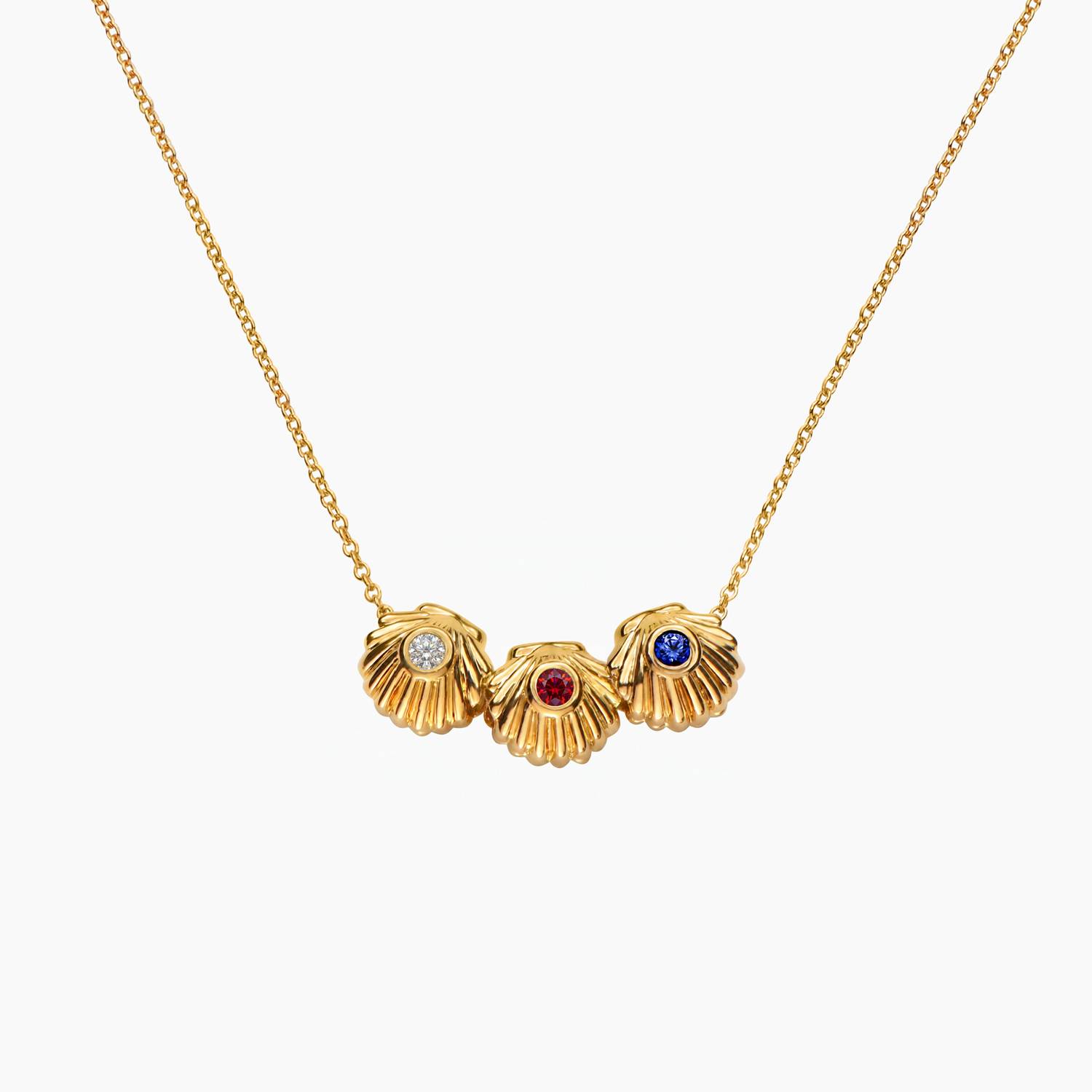 Sirena Shell Bead Necklace with Stones- Gold-2 product photo