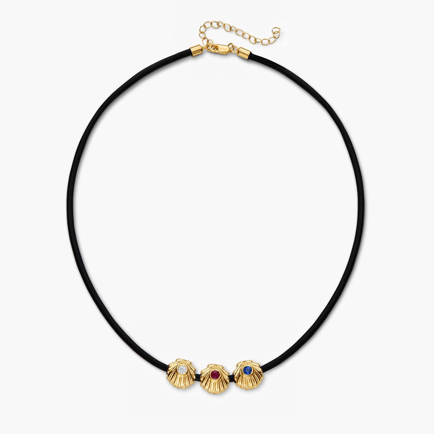 Sirena Shell Leather Cord Necklace- Gold-1 product photo