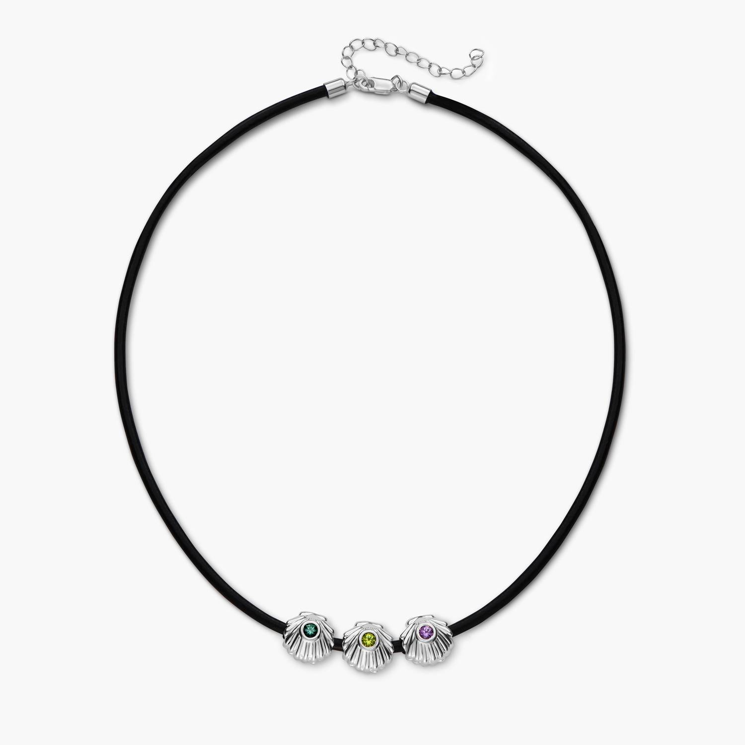 Sirena Shell Leather Cord Necklace - Silver-1 product photo