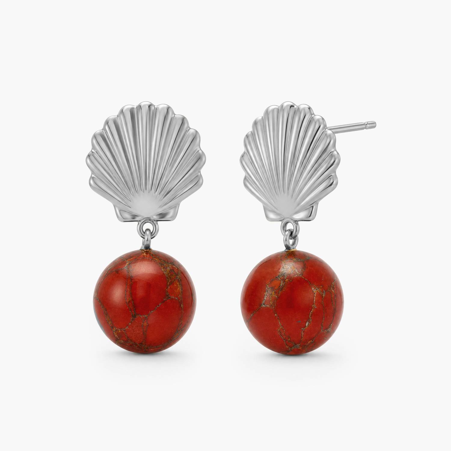 Sirena Shell Mahogany Drop earrings - Silver-1 product photo