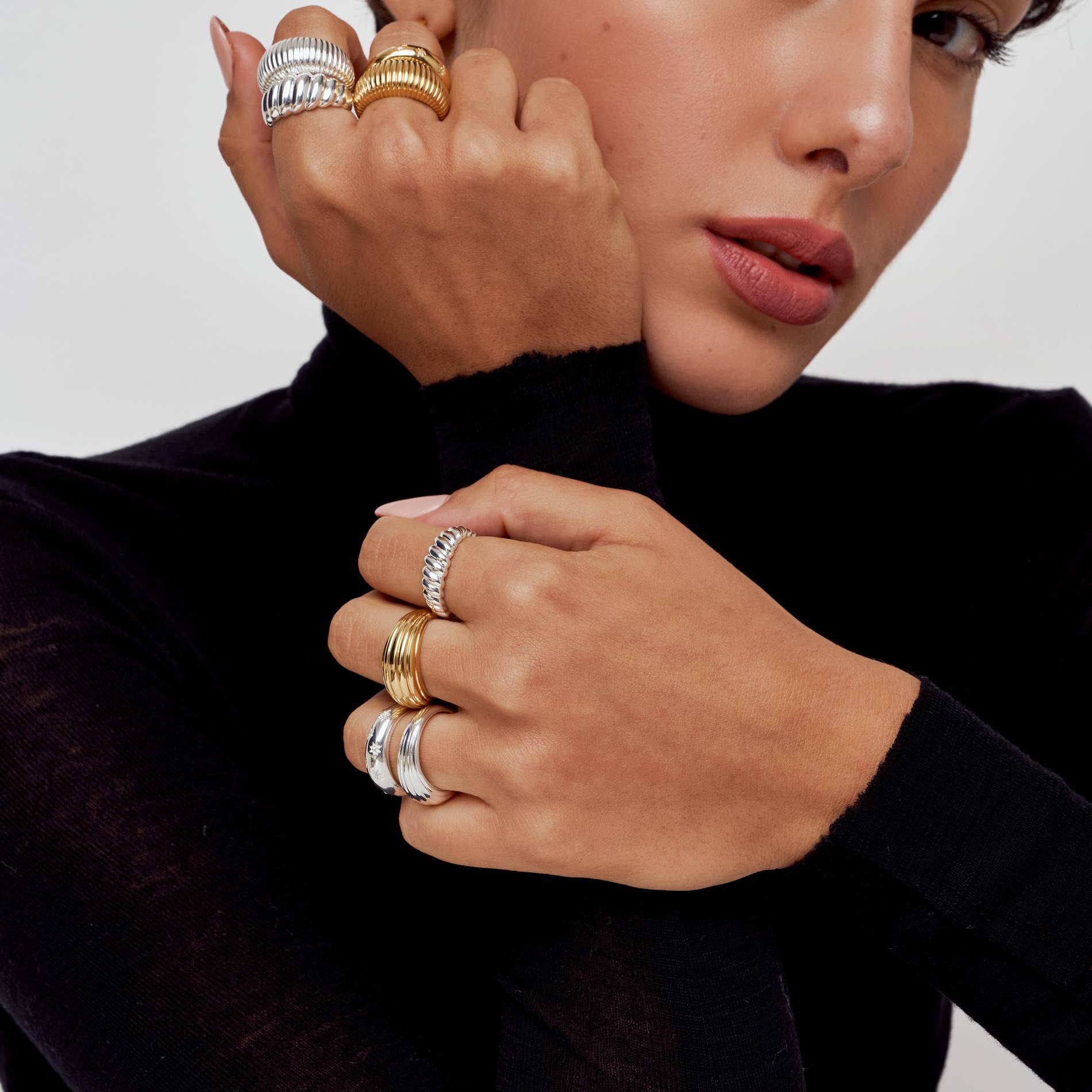 Small Pastry Dome Ring - Silver Finish-2 product photo