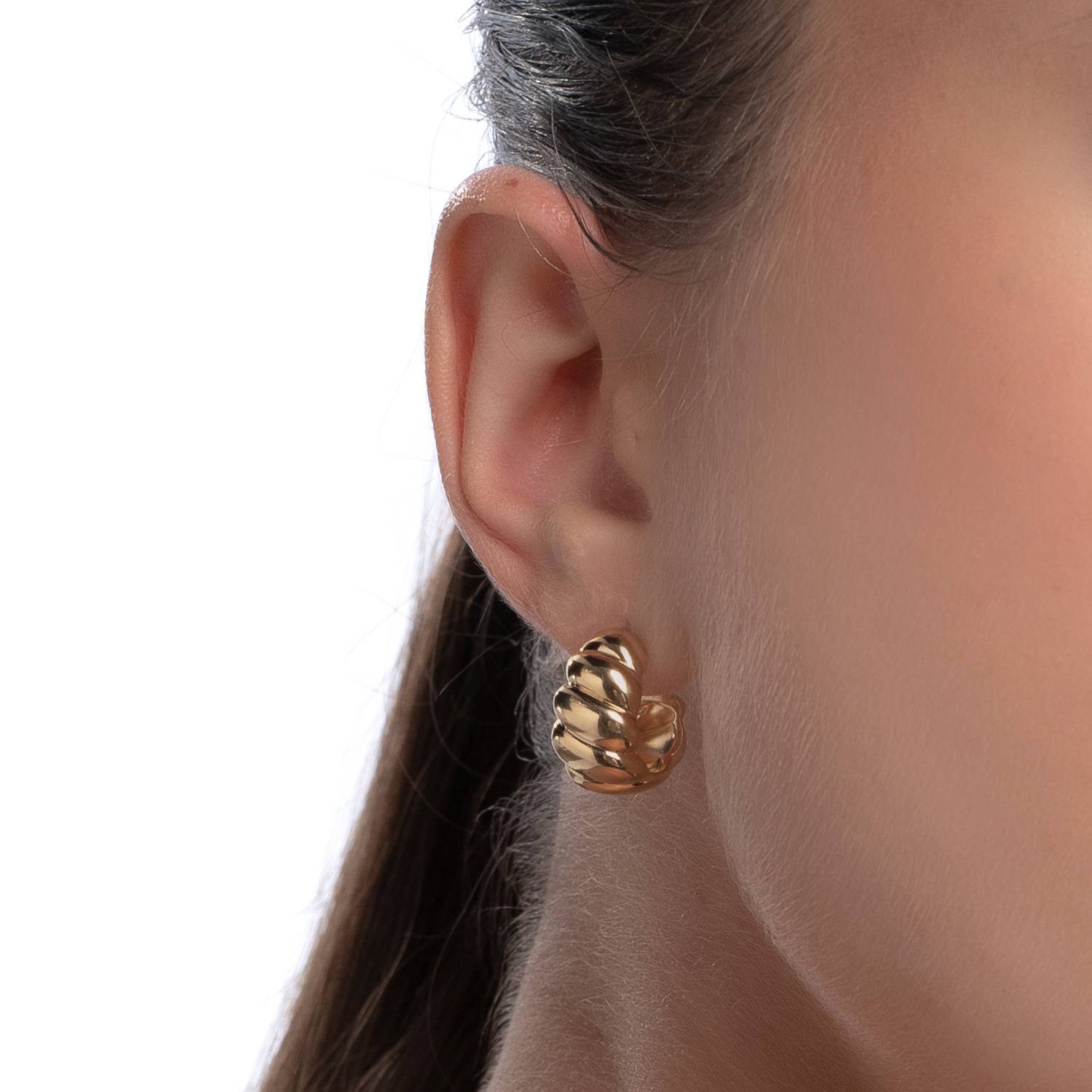 Small Scalloped Hoop - Gold Vermeil-2 product photo