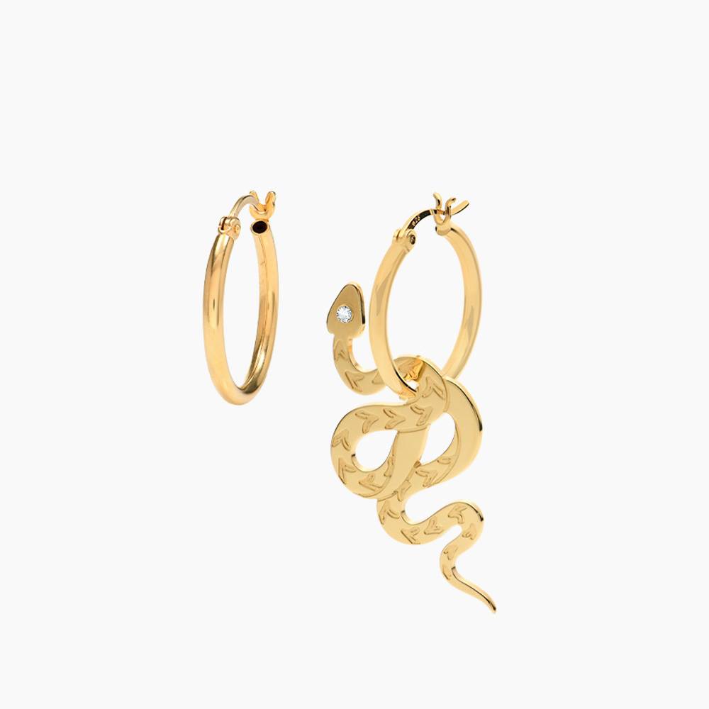 Snake Hoop Earrings with Diamond  - Gold Vermeil-3 product photo