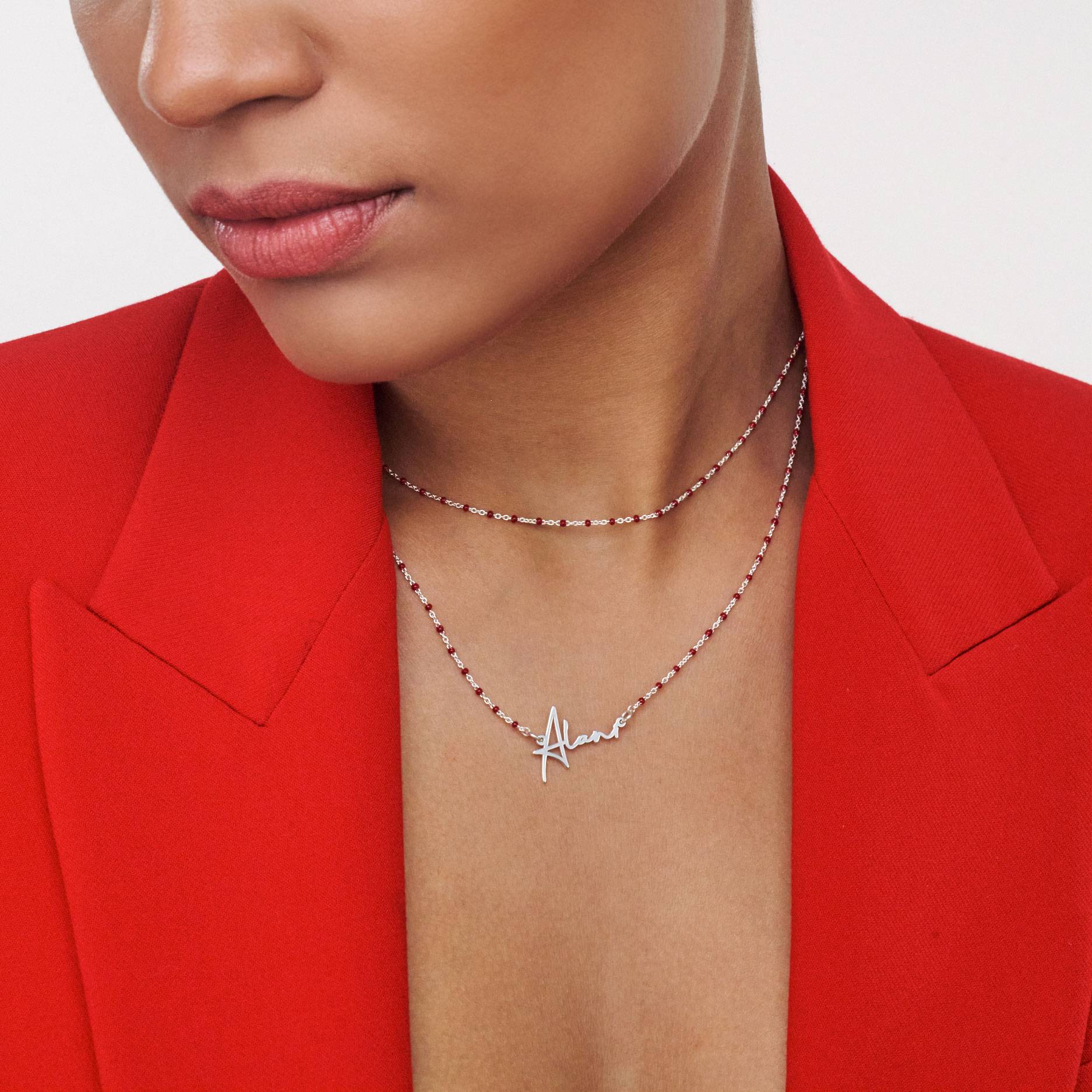 Collier prénom Soltale Bordeaux Belle - Argent-3 Collier prénom Soltale Bordeaux Belle - Argent-3 photo du produit