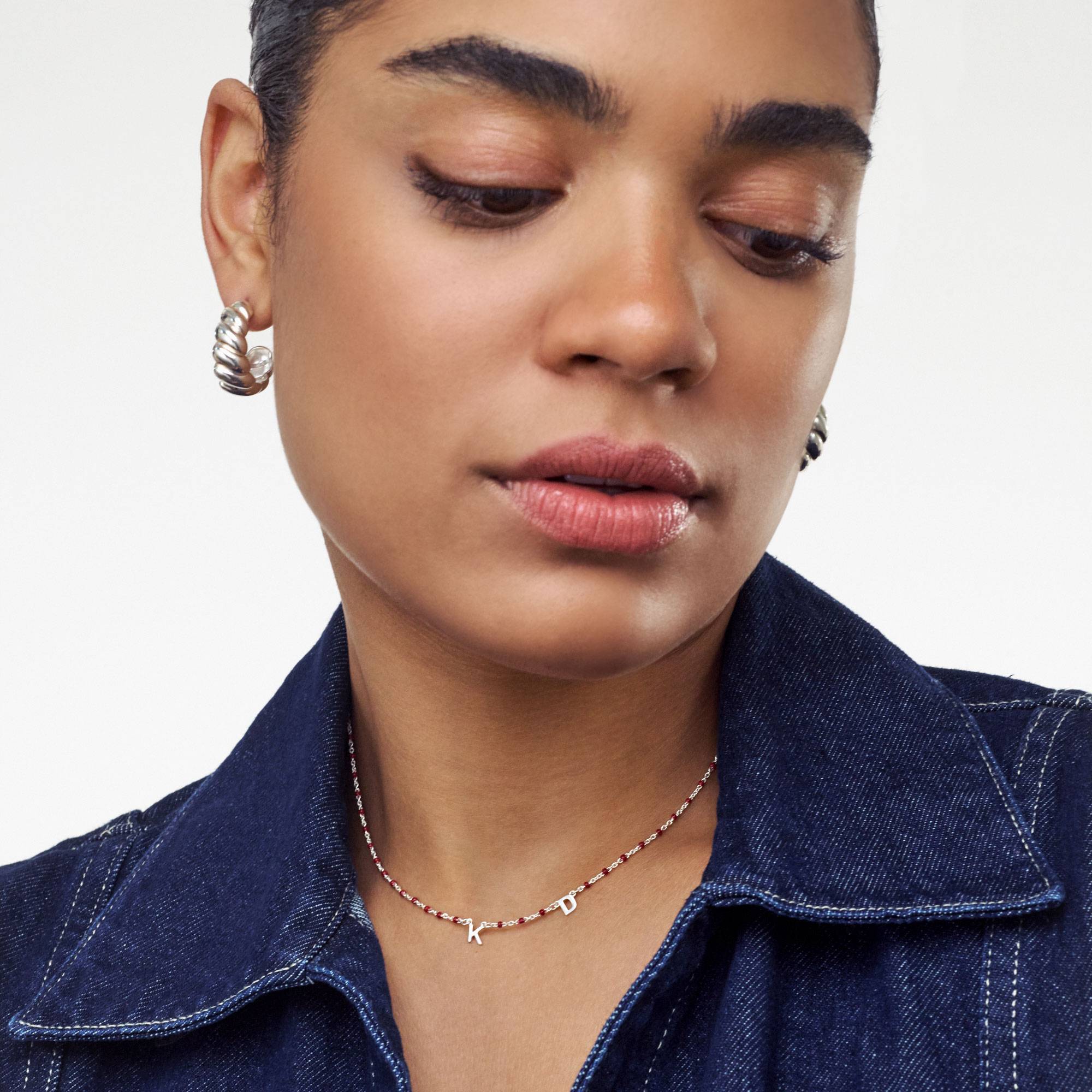 Soltale Bordeaux Inez Initial Necklace - Silver-1 Soltale Bordeaux Inez Initial Necklace - Silver-1 product photo