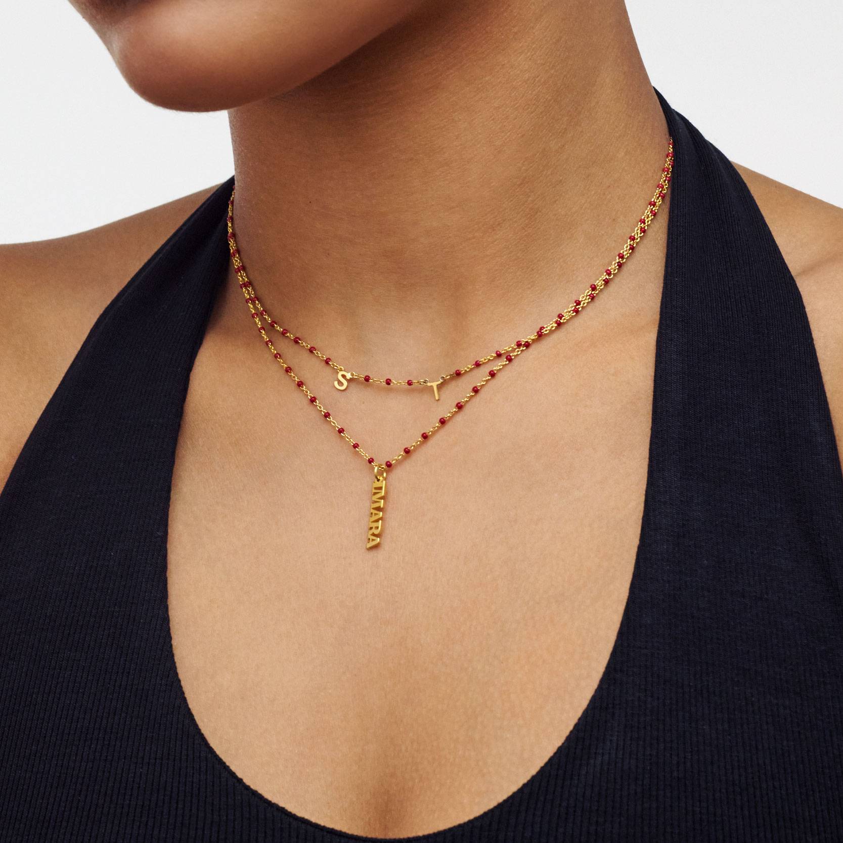 Collier initiales Soltale Bordeaux Inez - Vermeil-4 Collier initiales Soltale Bordeaux Inez - Vermeil-4 photo du produit