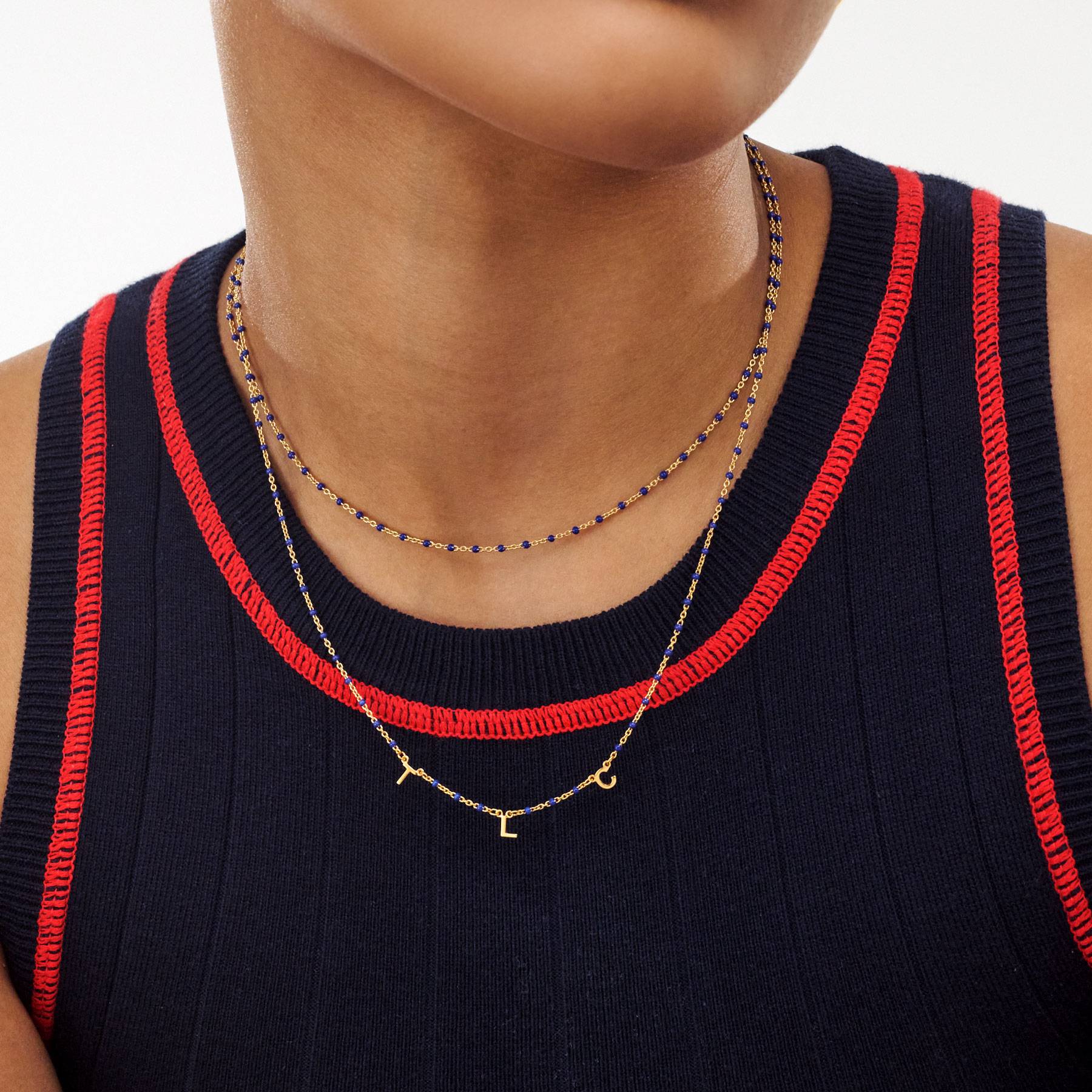 Soltale Royal Blue Inez Initial Necklace - Gold Vermeil-3 Soltale Royal Blue Inez Initial Necklace - Gold Vermeil-3 product photo