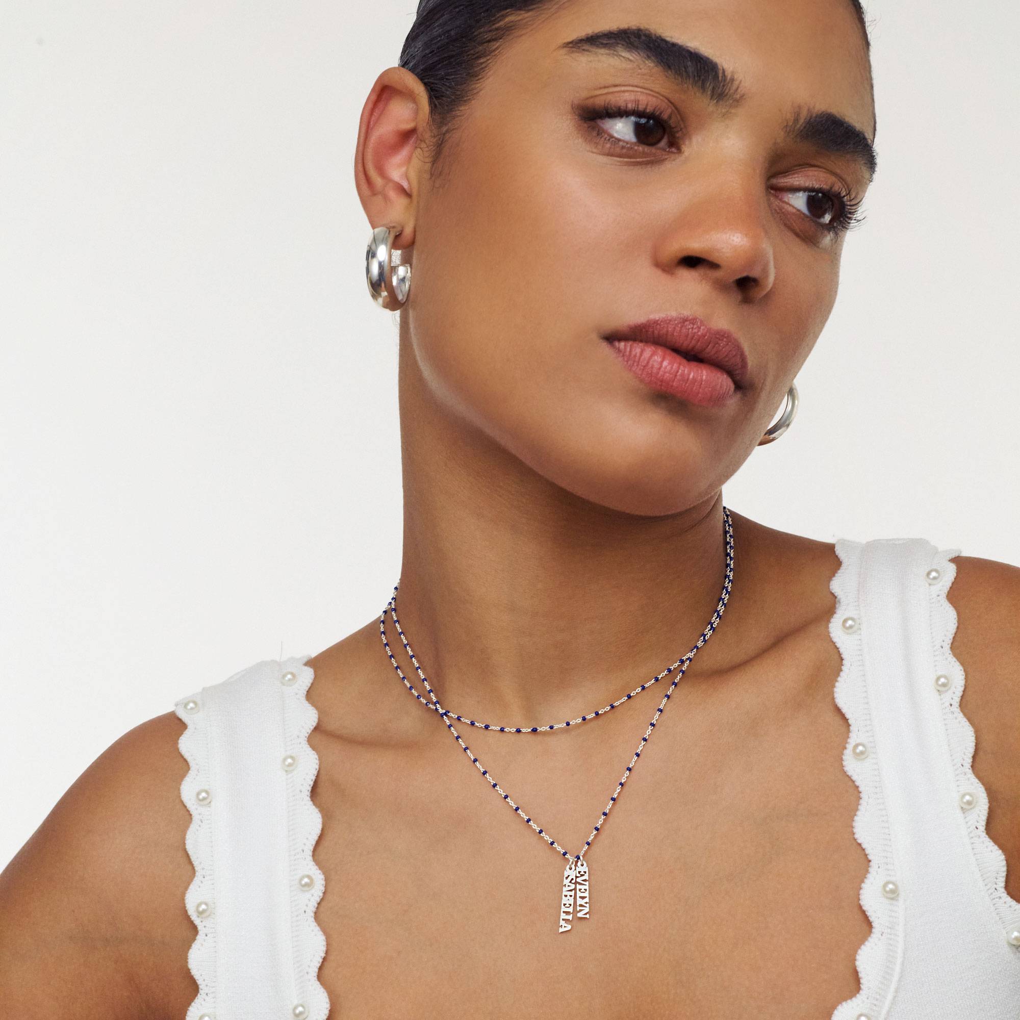 Soltale Royal Blue Singapore Chain Name Necklace- Silver-2 Soltale Royal Blue Singapore Chain Name Necklace- Silver-2 product photo