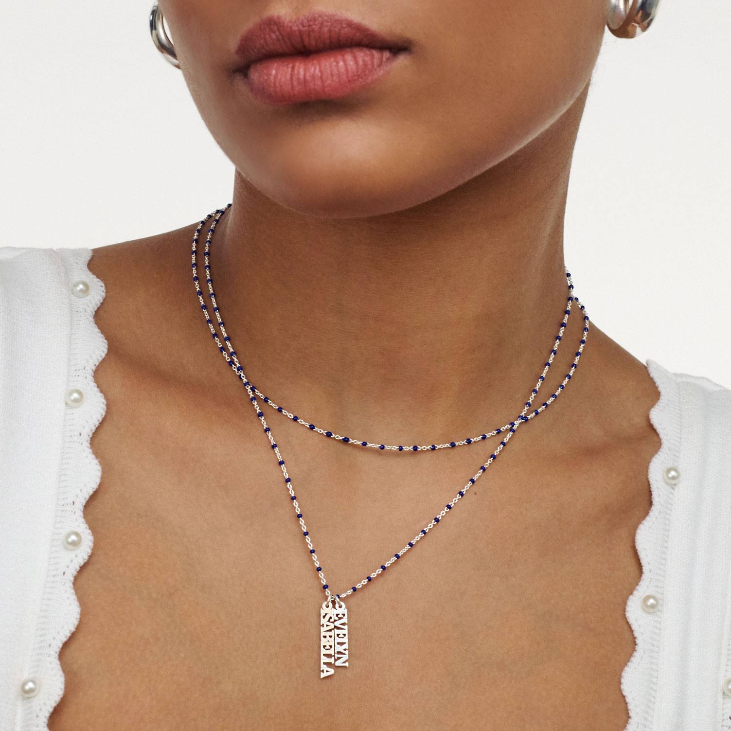 Soltale Royal Blue Singapore Chain Name Necklace- Silver-1 Soltale Royal Blue Singapore Chain Name Necklace- Silver-1 product photo