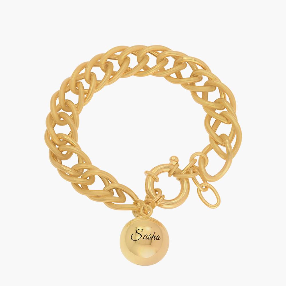 Sphere Engraved Charm Bracelet With Engraving - Gold Vermeil-1 product photo