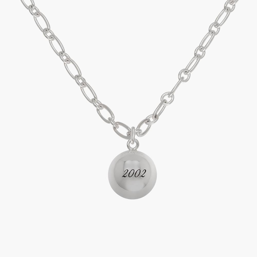 Sphere Charm Necklace With Engraving - Silver-1 product photo