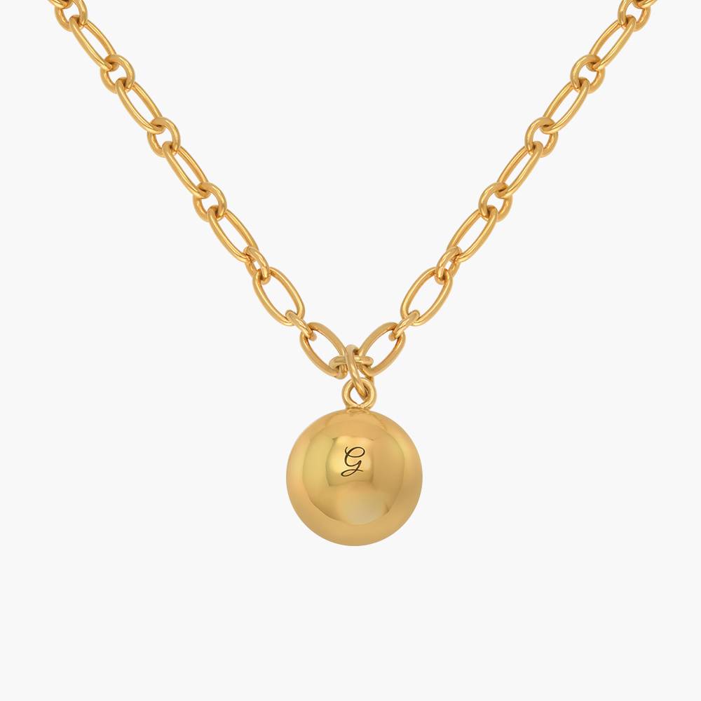 Sphere Charm Necklace With Engraving - Gold Vermeil-1 product photo