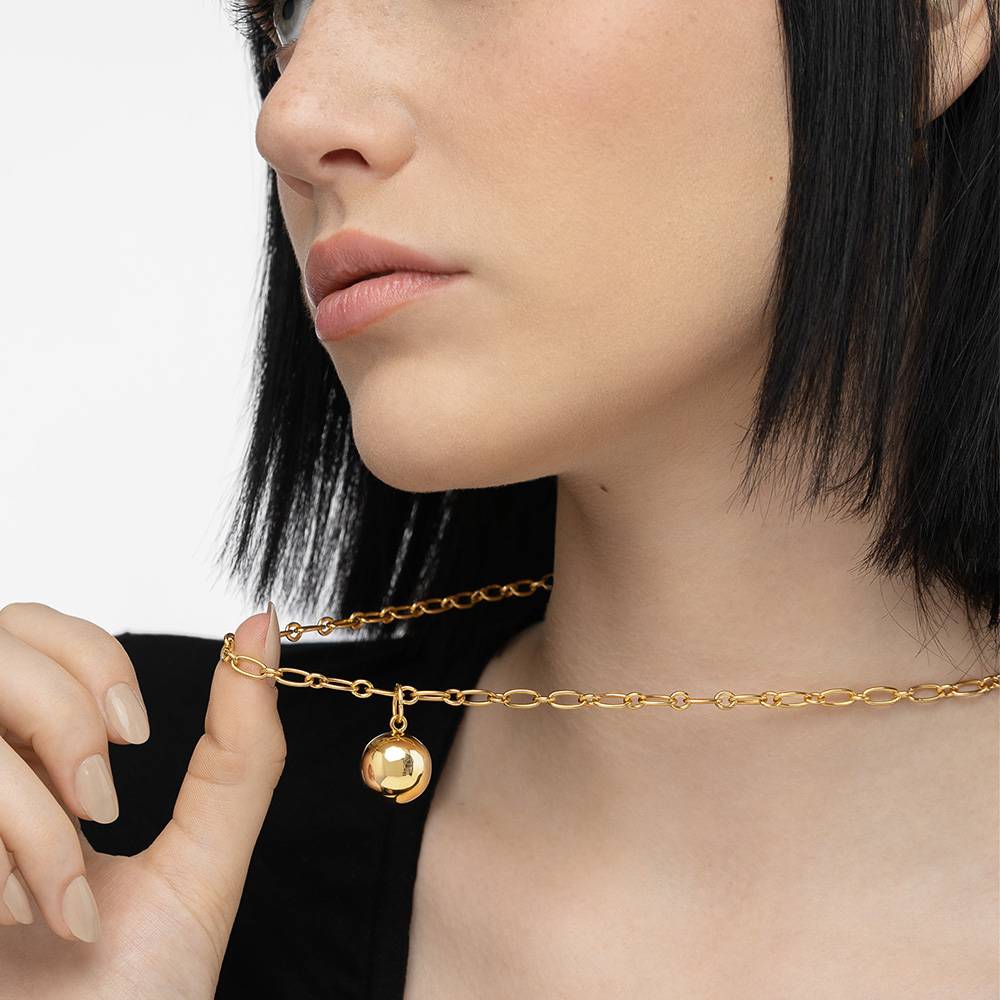 Sphere Charm Necklace With Engraving - Gold Vermeil-2 product photo