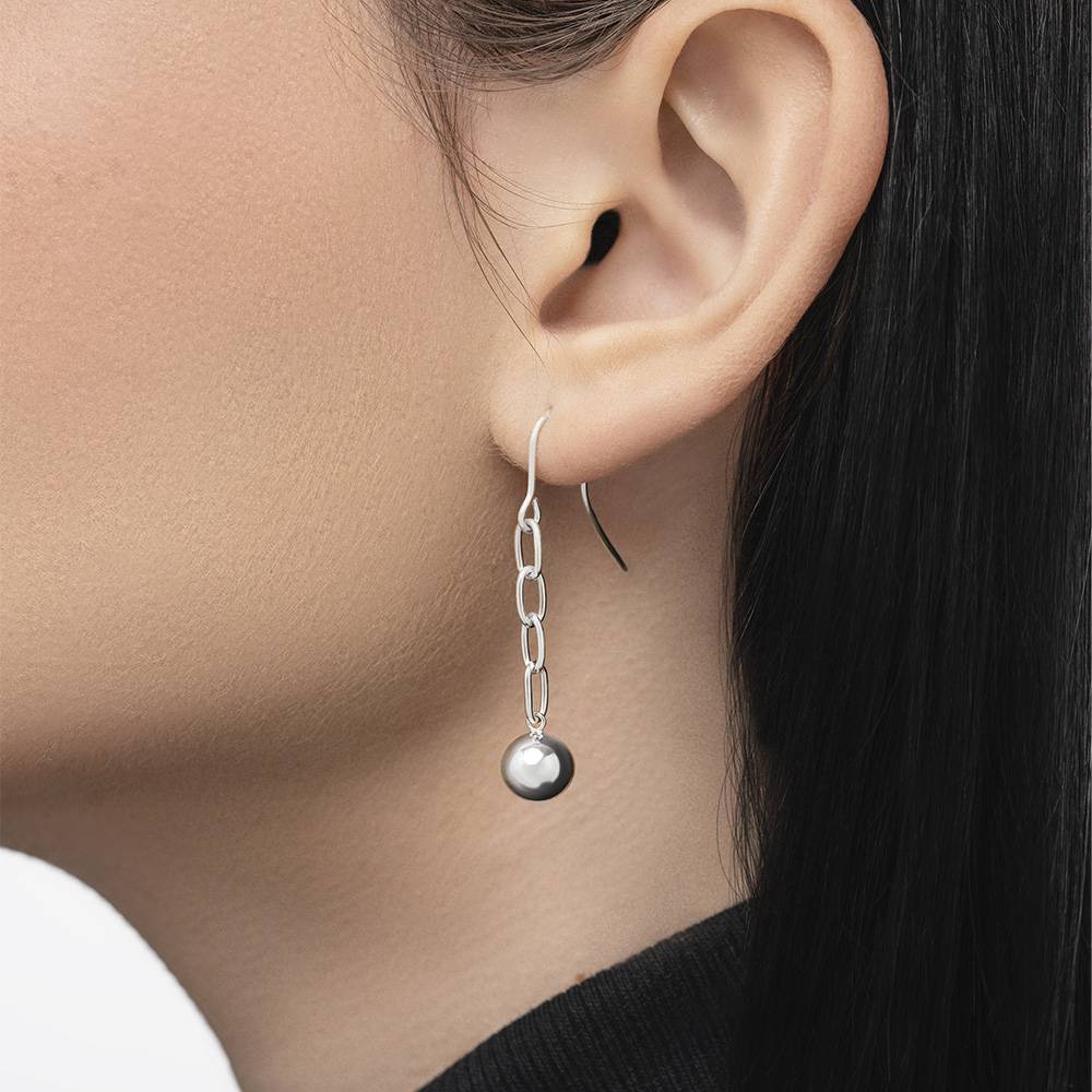Sphere Drop Earrings - Silver-2 product photo
