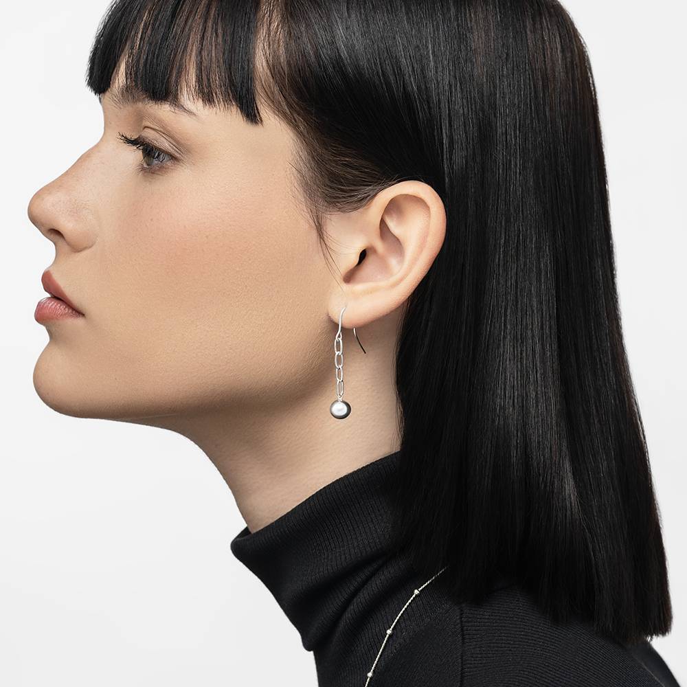 Sphere Drop Earrings - Silver-4 product photo