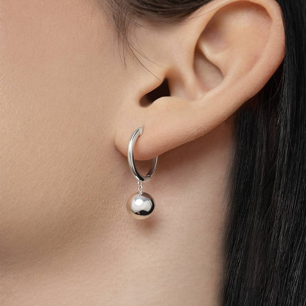 Sphere Hoops Earrings - Silver-2 product photo