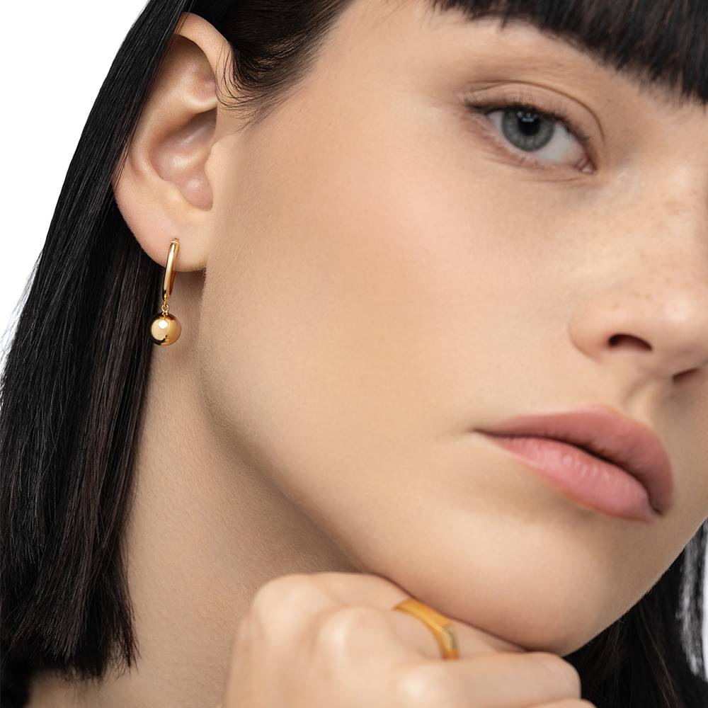 Sphere Hoops Earrings - Gold Vermeil-2 product photo