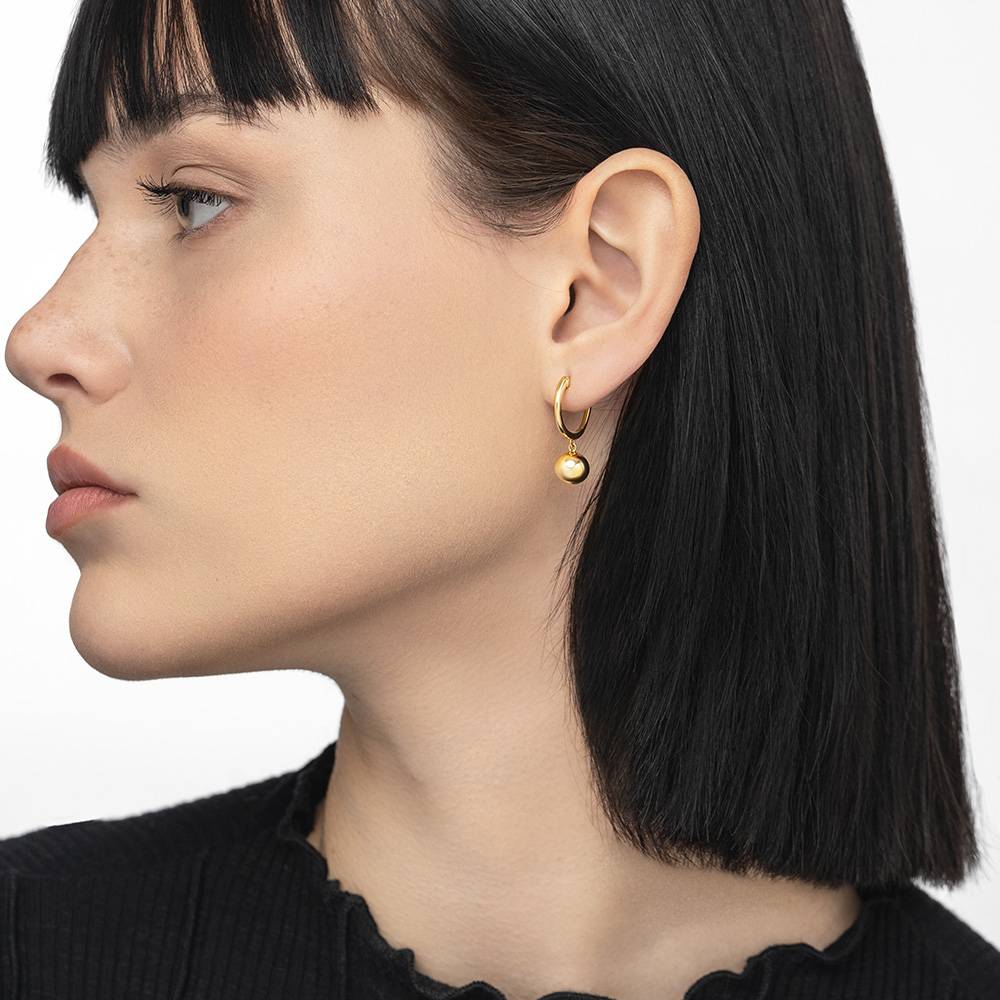 Sphere Hoops Earrings - Gold Vermeil-4 product photo