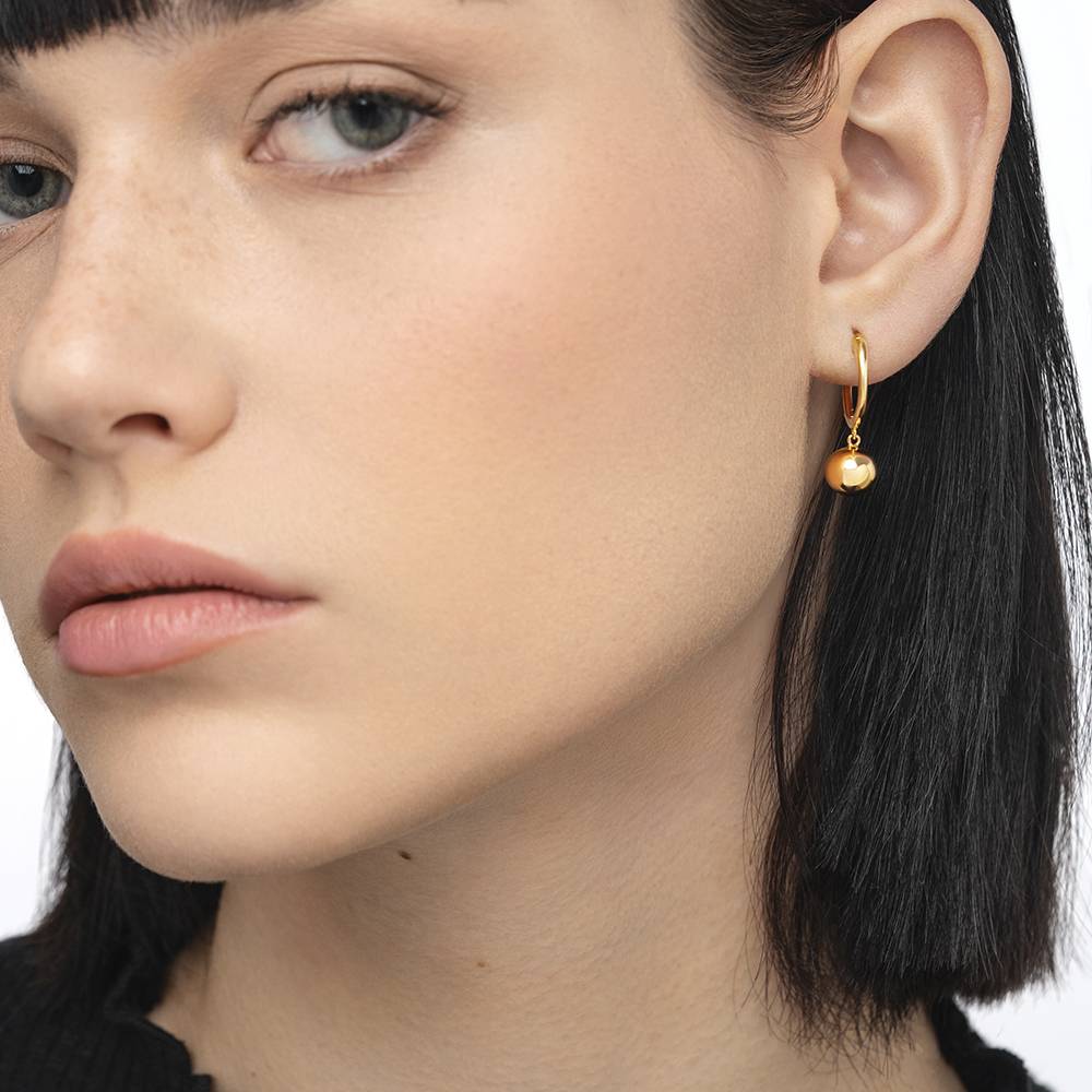 Sphere Hoops Earrings - Gold Vermeil-5 product photo