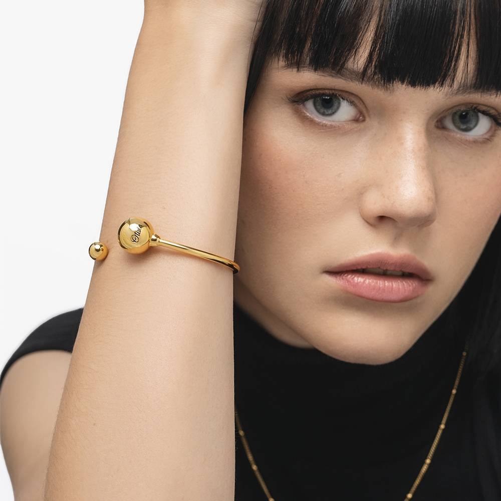 Sphere Open Cuff With Engraving - Gold Vermeil-1 product photo
