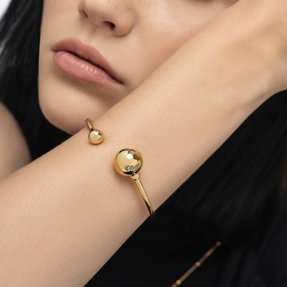 Sphere Open Cuff With Engraving - Gold Vermeil product photo