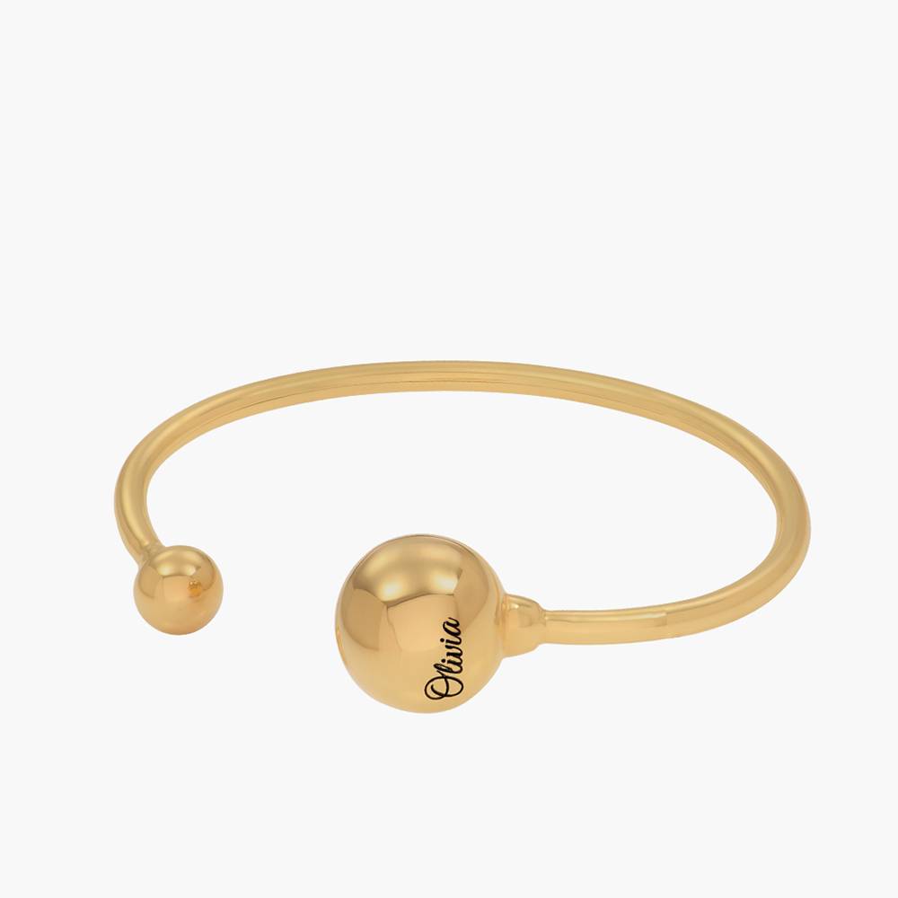 Sphere Open Cuff With Engraving - Gold Vermeil-3 product photo