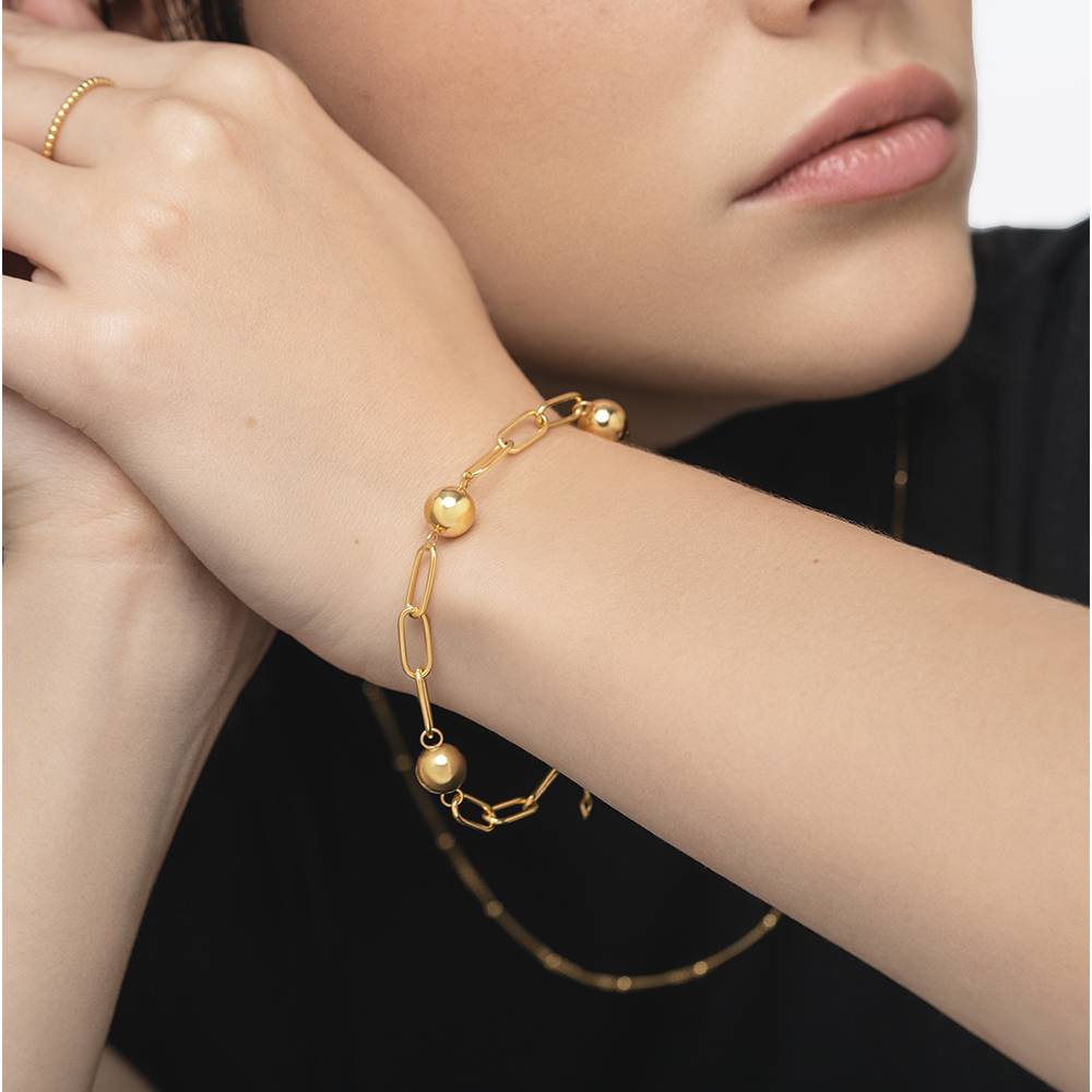 Sphere Paperclip Bracelet - Gold Vermeil product photo