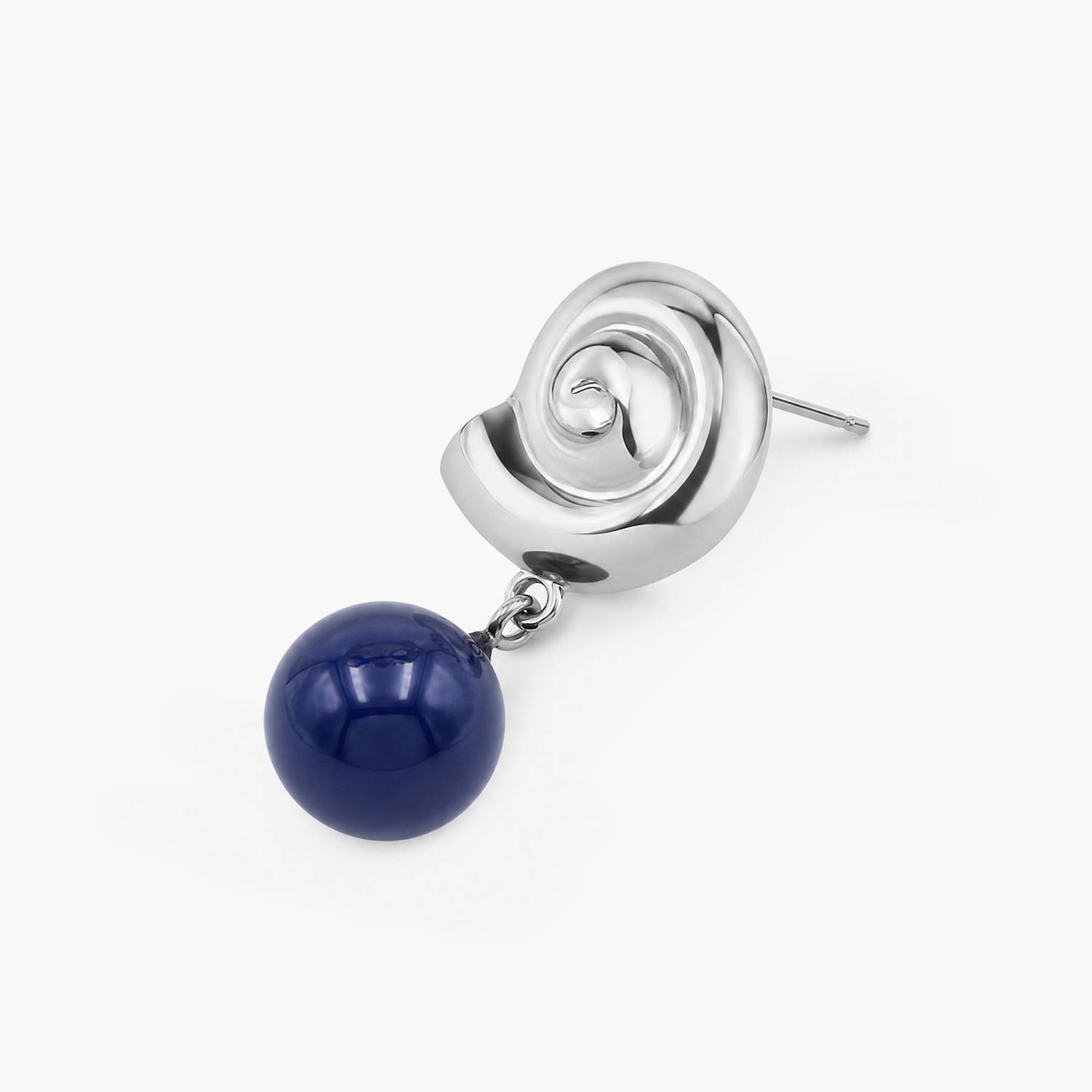 Spiral Shell Blue Drop earrings - Silver-3 product photo