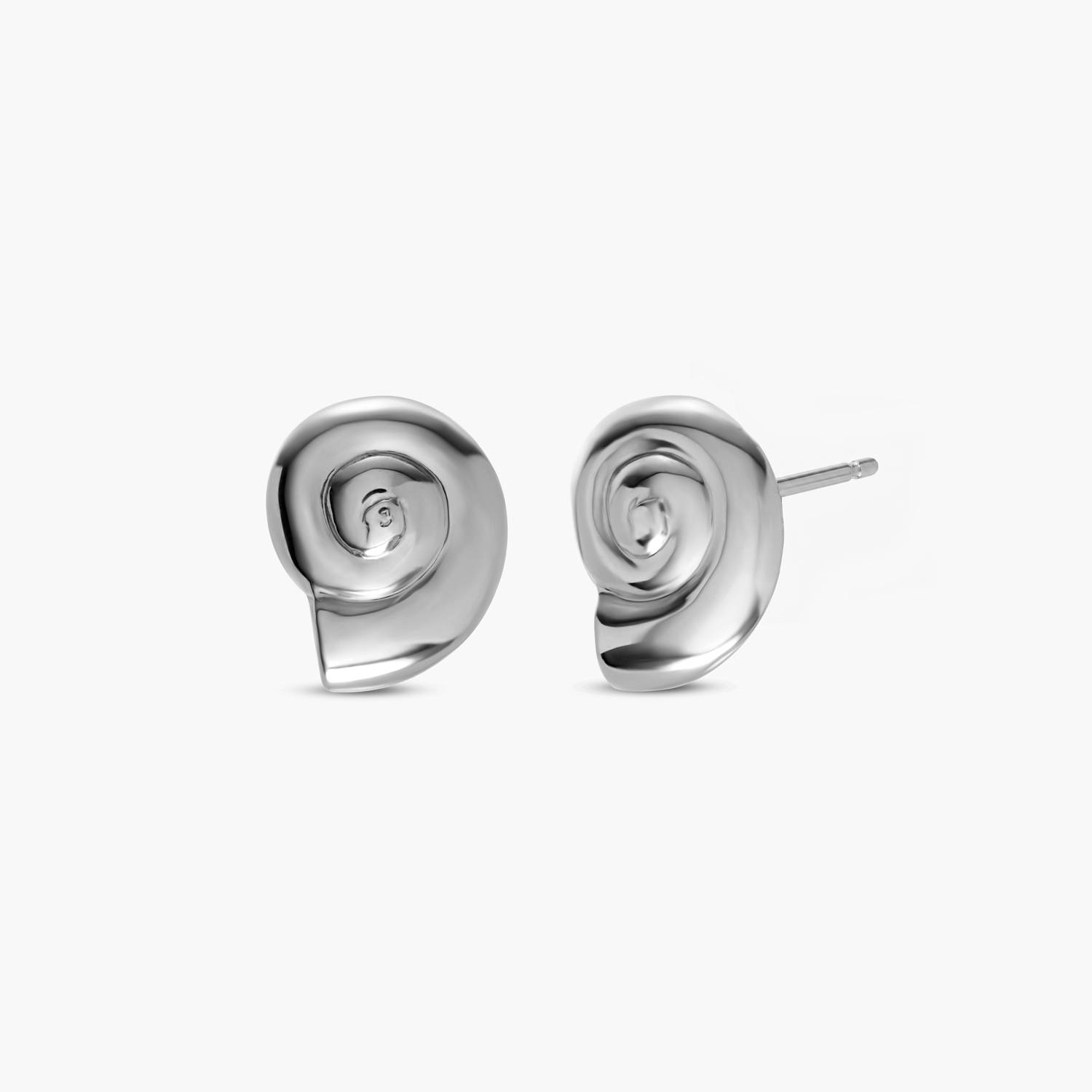 Spiral Shell Studs - Silver-1 product photo