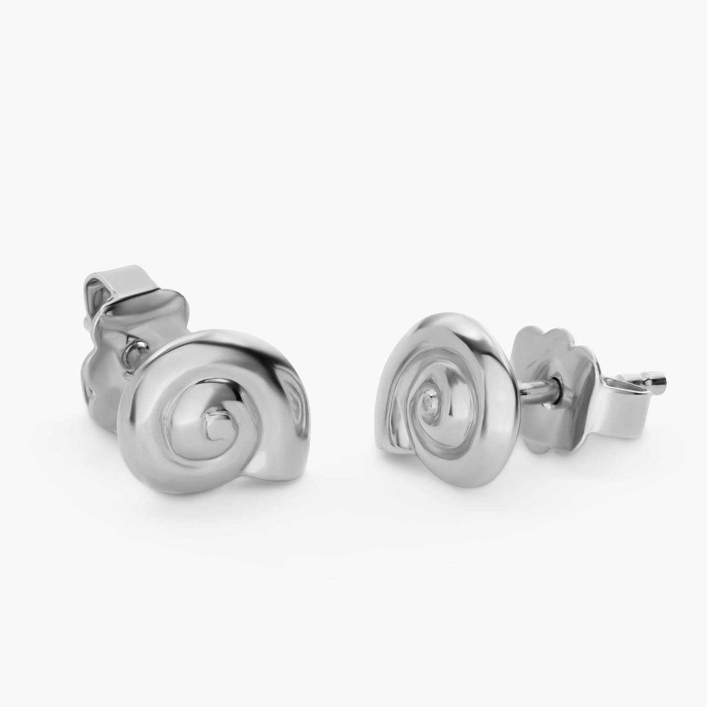 Spiral Shell Studs - Silver-3 product photo