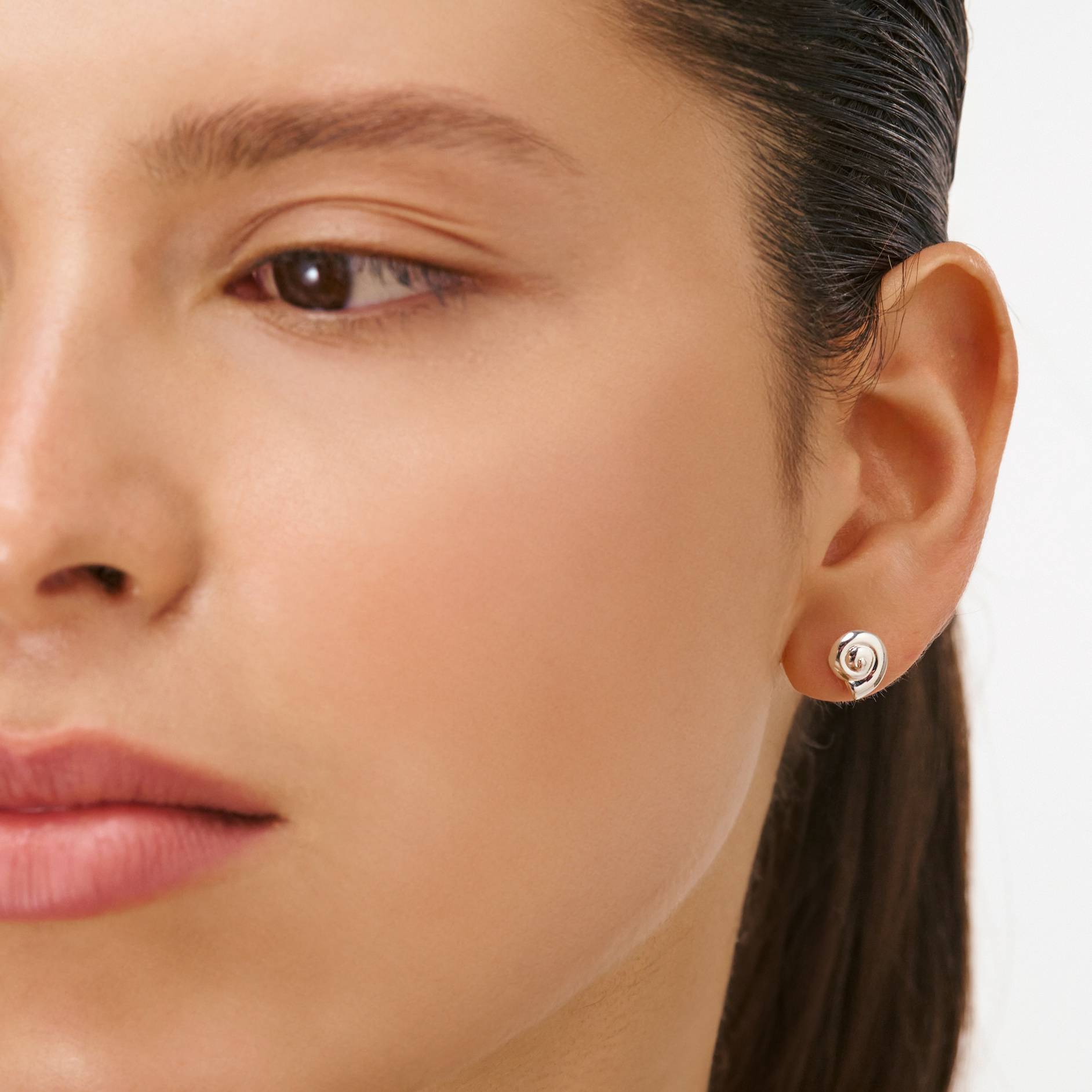 Spiral Shell Studs - Silver-4 product photo