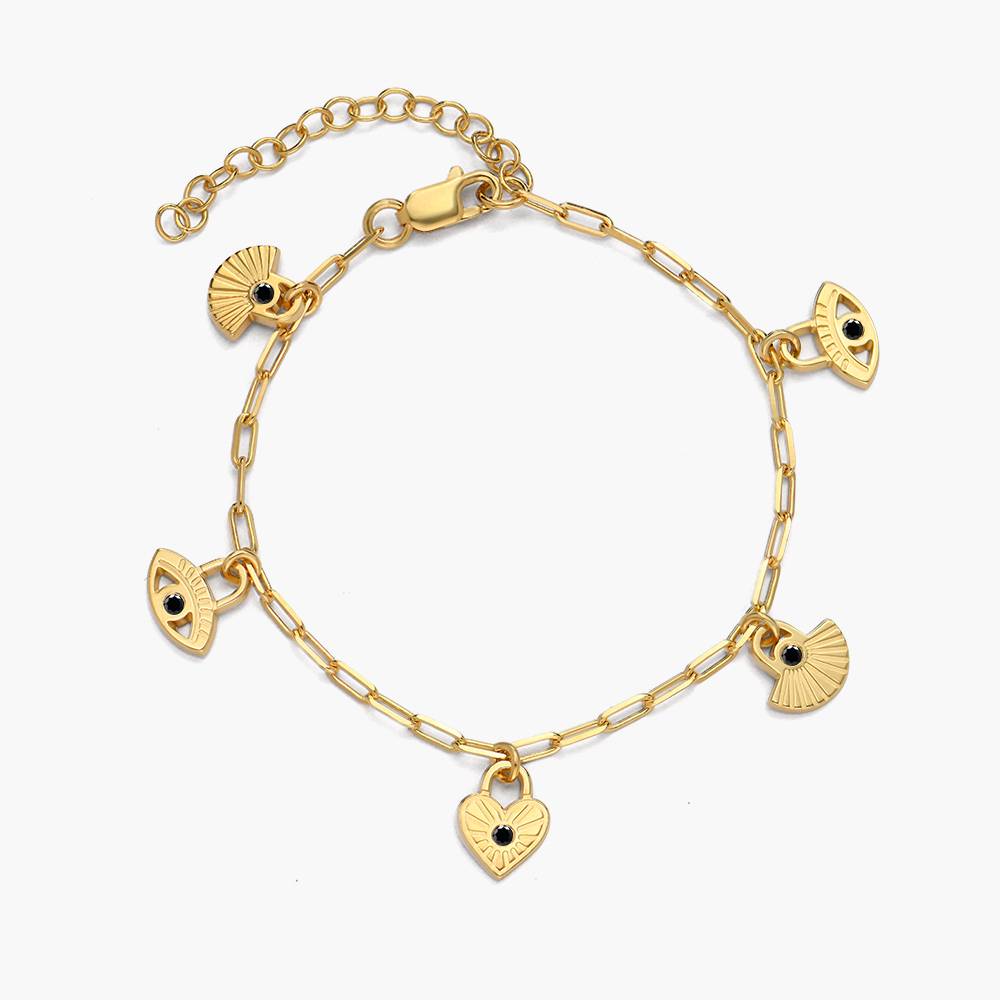 Spiritual Charms Bracelet\ Anklet with Cubic Zirconia - Gold Vermeil