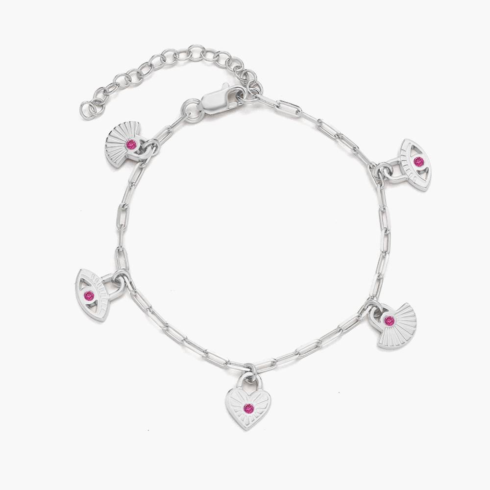 Spiritual Charms Bracelet\ Anklet with Cubic Zirconia - Silver-2 product photo