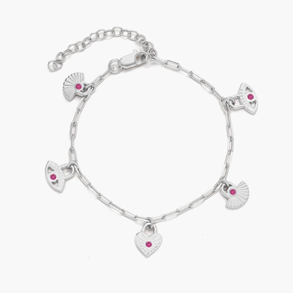 Spiritual Charms Bracelet/Anklet with Cubic Zirconia - Silver-2 product photo