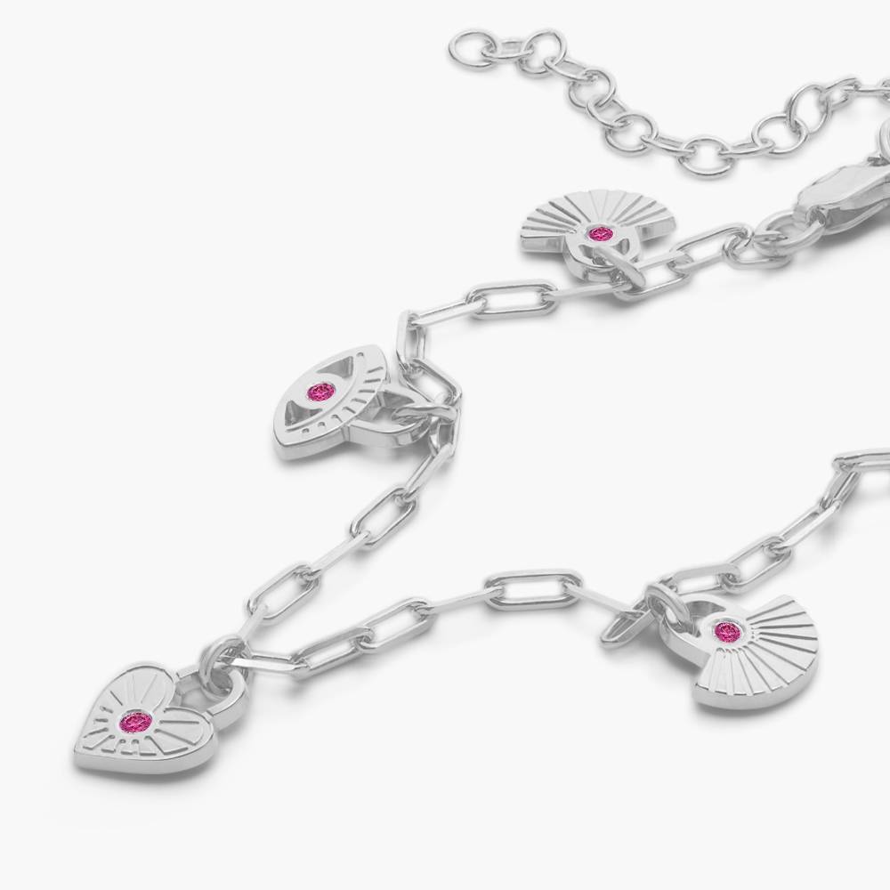 Spiritual Charms Bracelet/Anklet with Cubic Zirconia - Silver-5 product photo