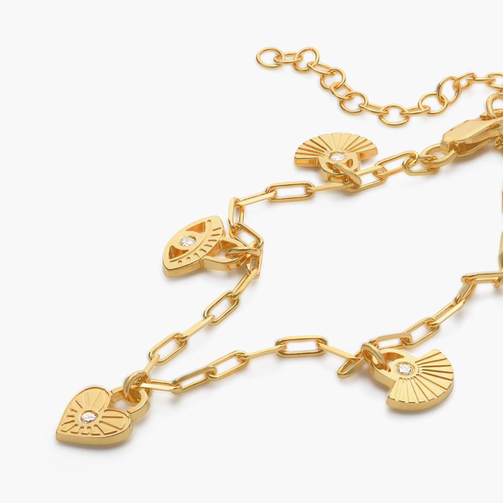 Spiritual Charms Bracelet/Anklet with Diamonds - Gold Vermeil-3 product photo