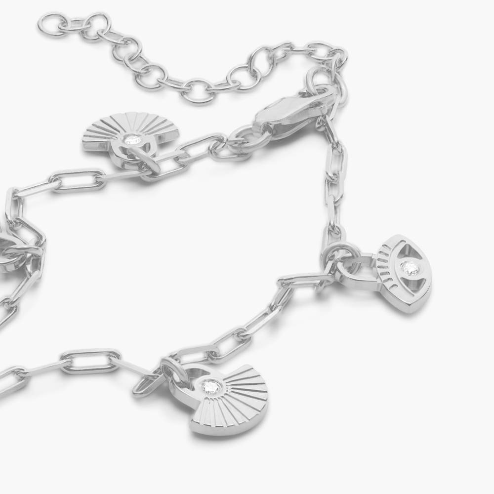 Spiritual Charms Bracelet/Anklet with Diamonds- Silver-4 product photo