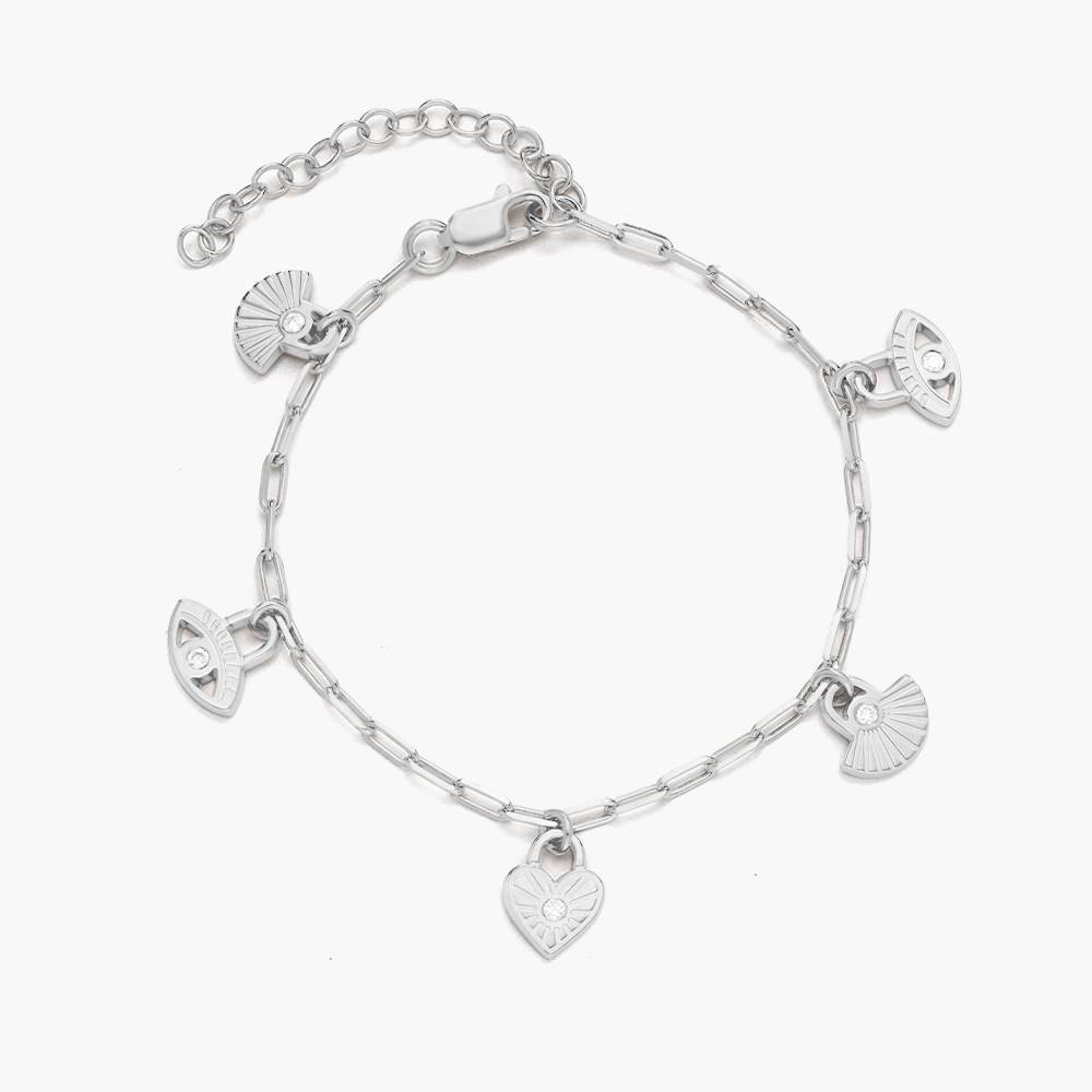 Spiritual Charms Bracelet/Anklet with Diamonds- Silver product photo