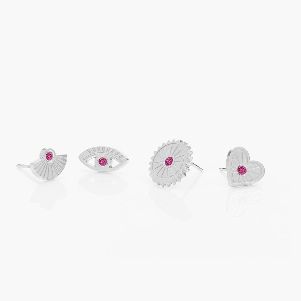 Spiritual Stud Earrings set with Cubic Zirconia - Silver product photo