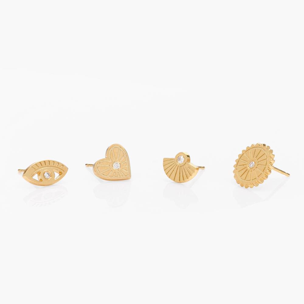 Spiritual Stud Earrings set with Diamonds  - Gold Vermeil-5 product photo