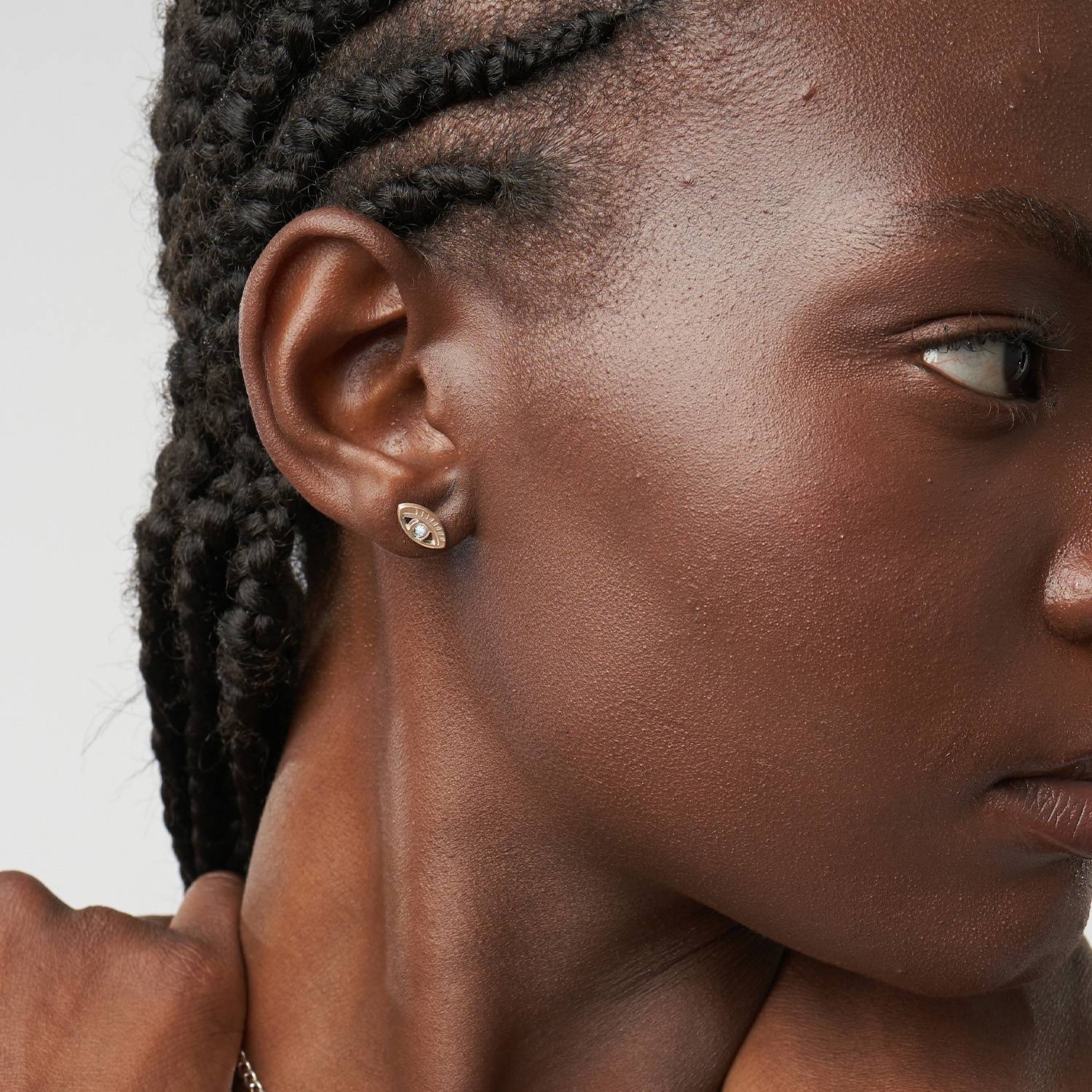 Spiritual Stud Earrings set with Diamonds  - Silver-4 product photo