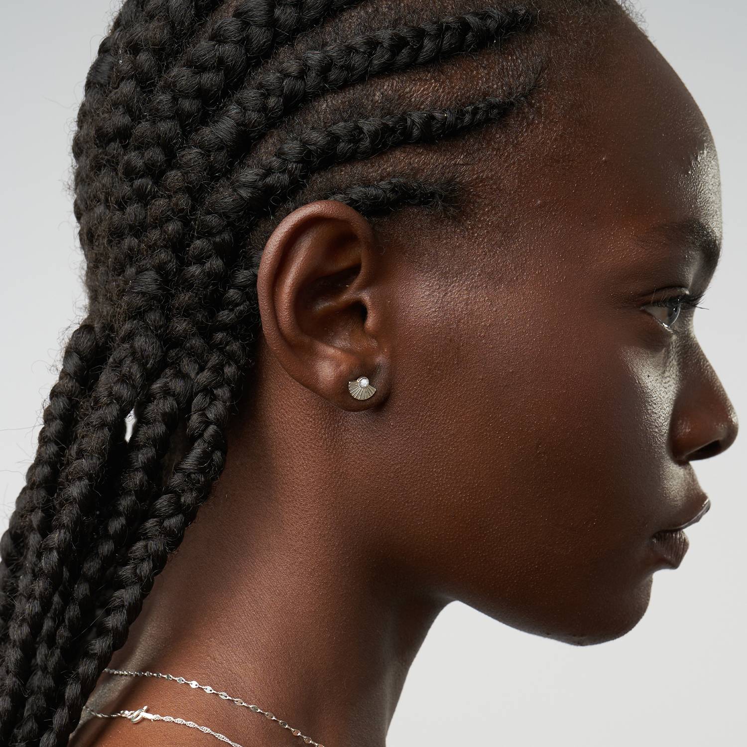 Spiritual Stud Earrings set with Diamonds  - Silver-2 product photo