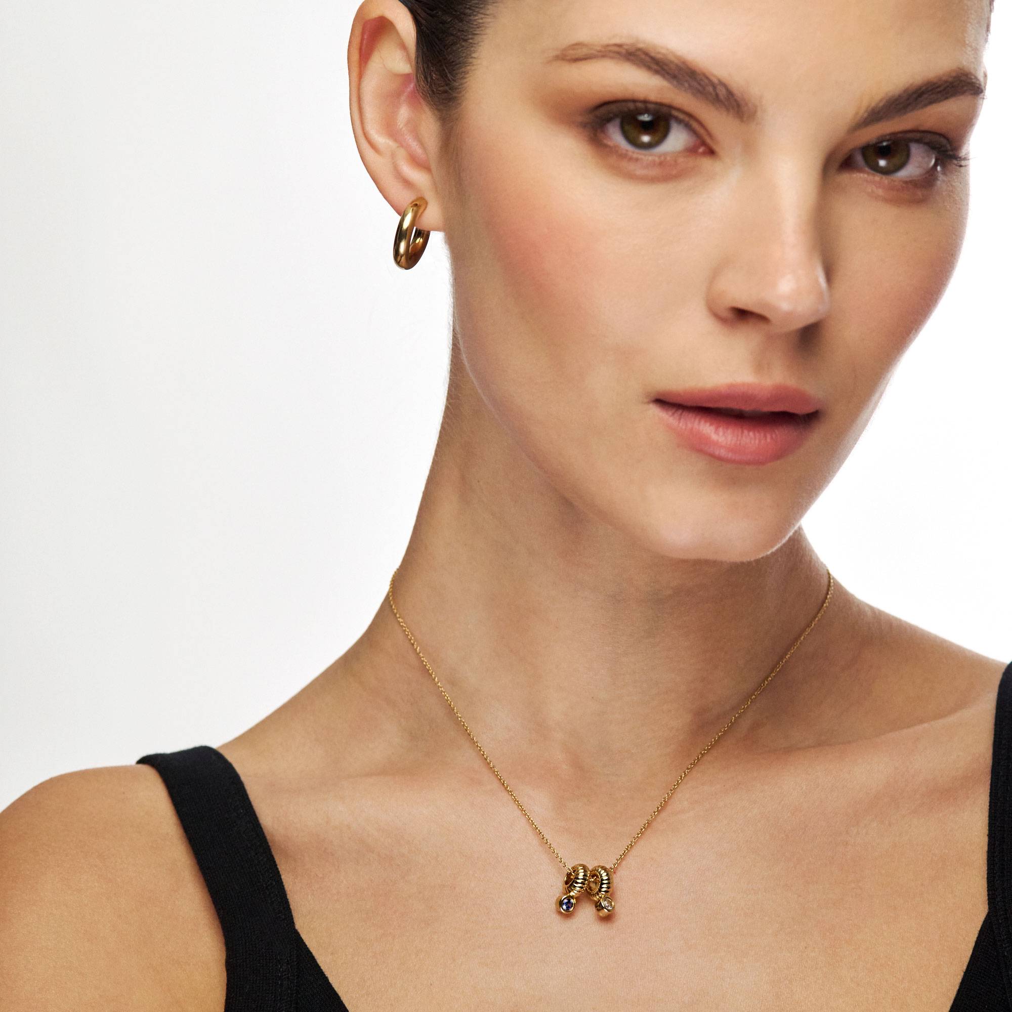 Stacked Birthstone Beads Necklace- Gold-2 product photo