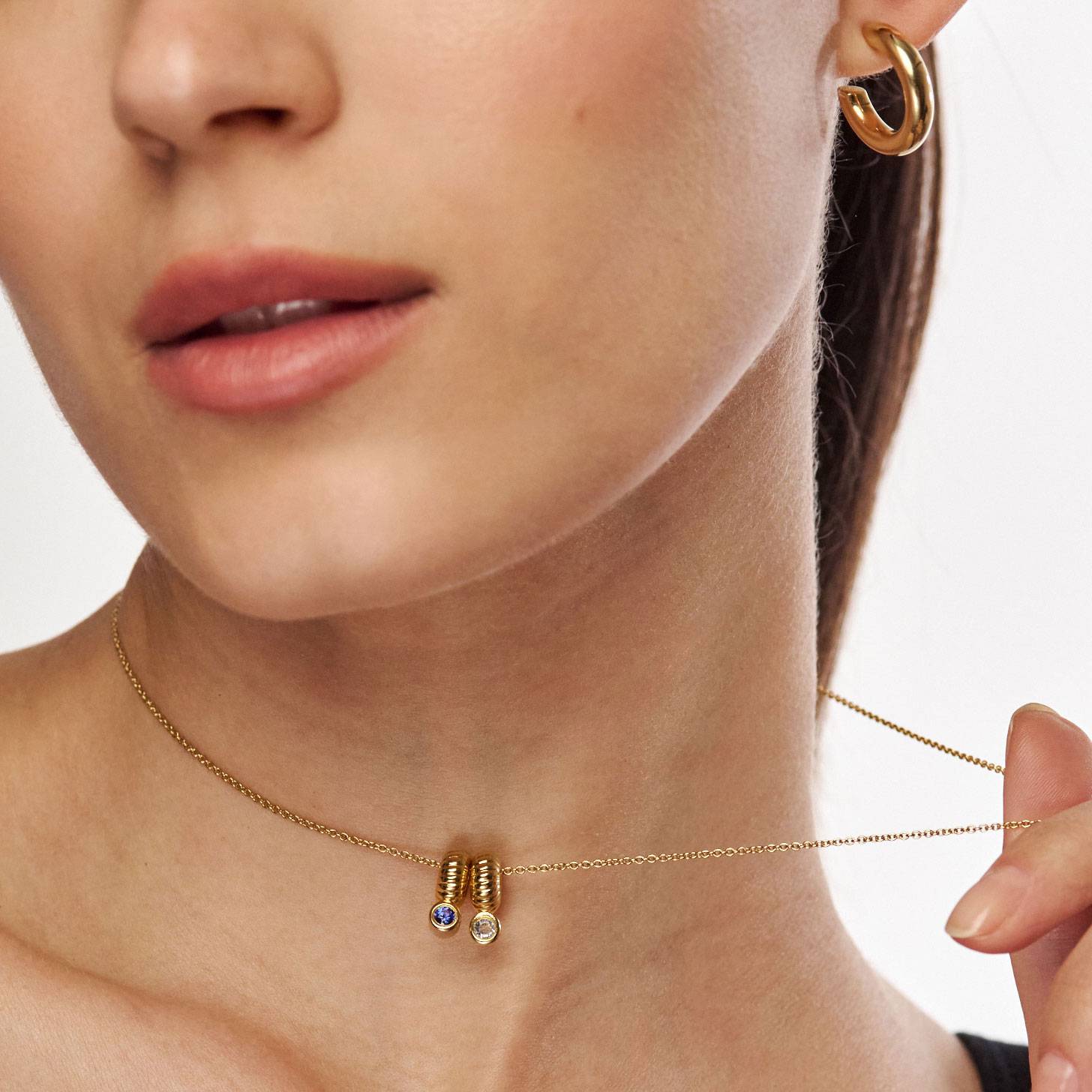 Stacked Birthstone Beads Necklace - Gold-5 product photo