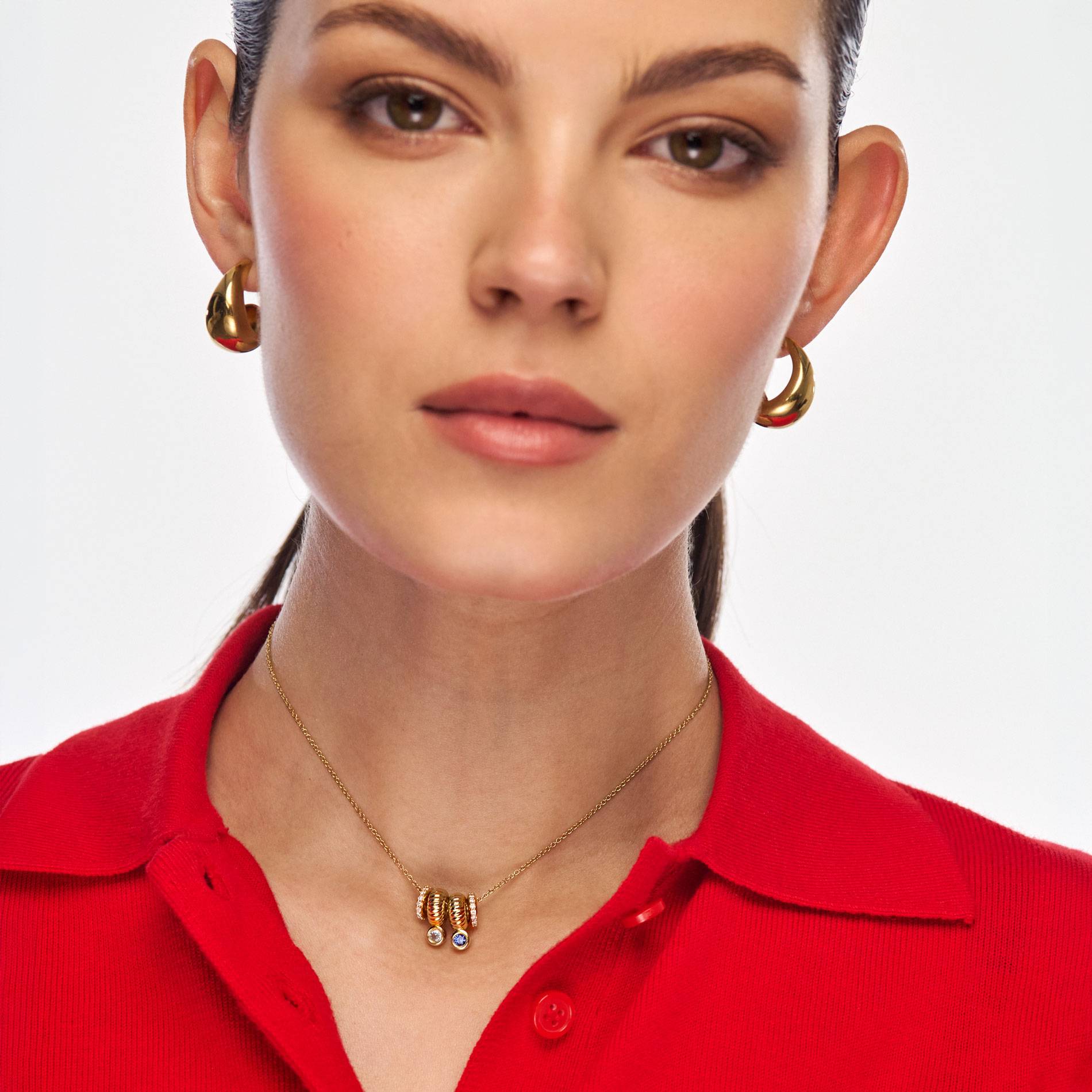 Stacked Birthstone Beads Necklace with sparkling beads- Gold-3 product photo