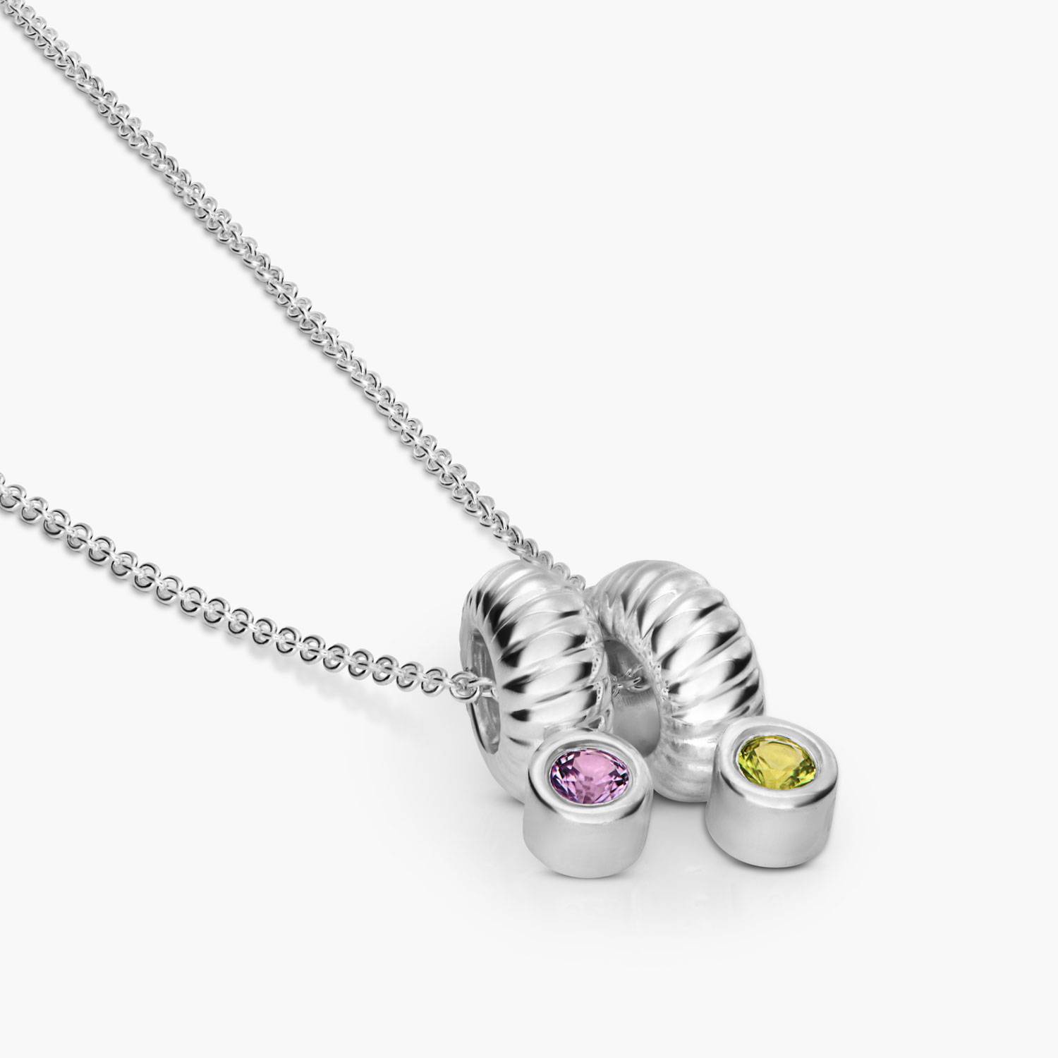 Stacked Birthstone Beads Necklace - Silver-3 product photo