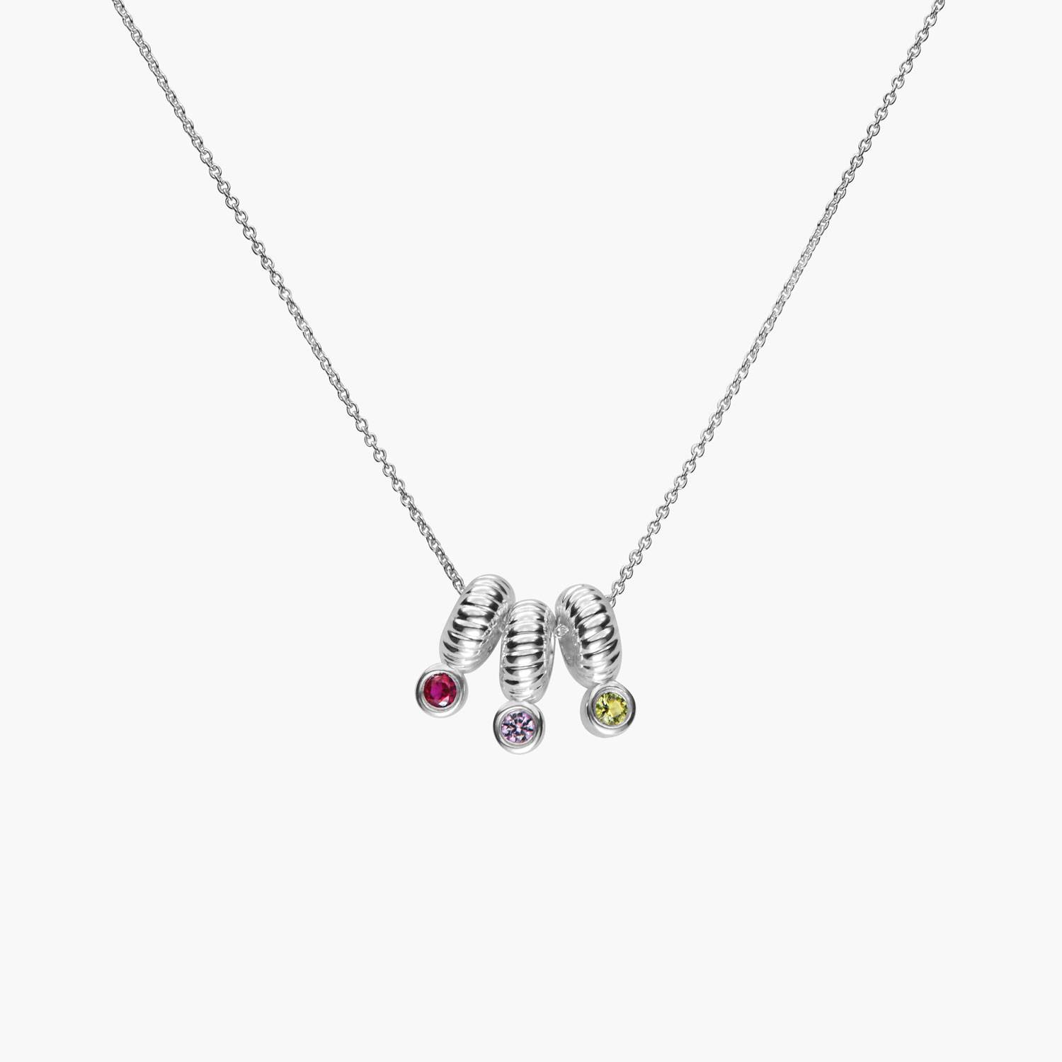 Stacked Birthstone Beads Necklace - Silver-1 product photo